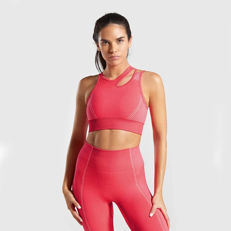 2 Piece Seamless Sports Bras Fitness Shorts Yoga Set Gym Breathable Stretch Sports Suit Running Training Wear