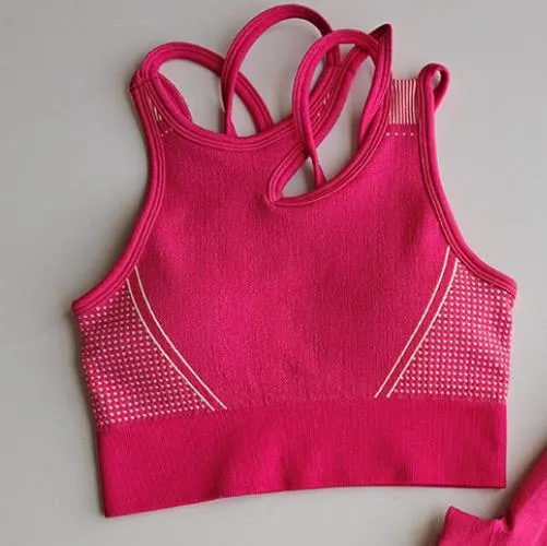 2 Piece Seamless Sports Bras Fitness Shorts Yoga Set Gym Breathable Stretch Sports Suit Running Training Wear