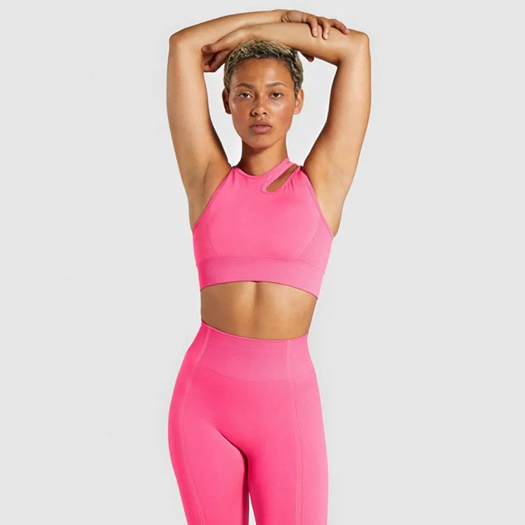 2 Piece Seamless Sports Bras Fitness Shorts Yoga Set Gym Breathable Stretch Sports Suit Running Training Wear