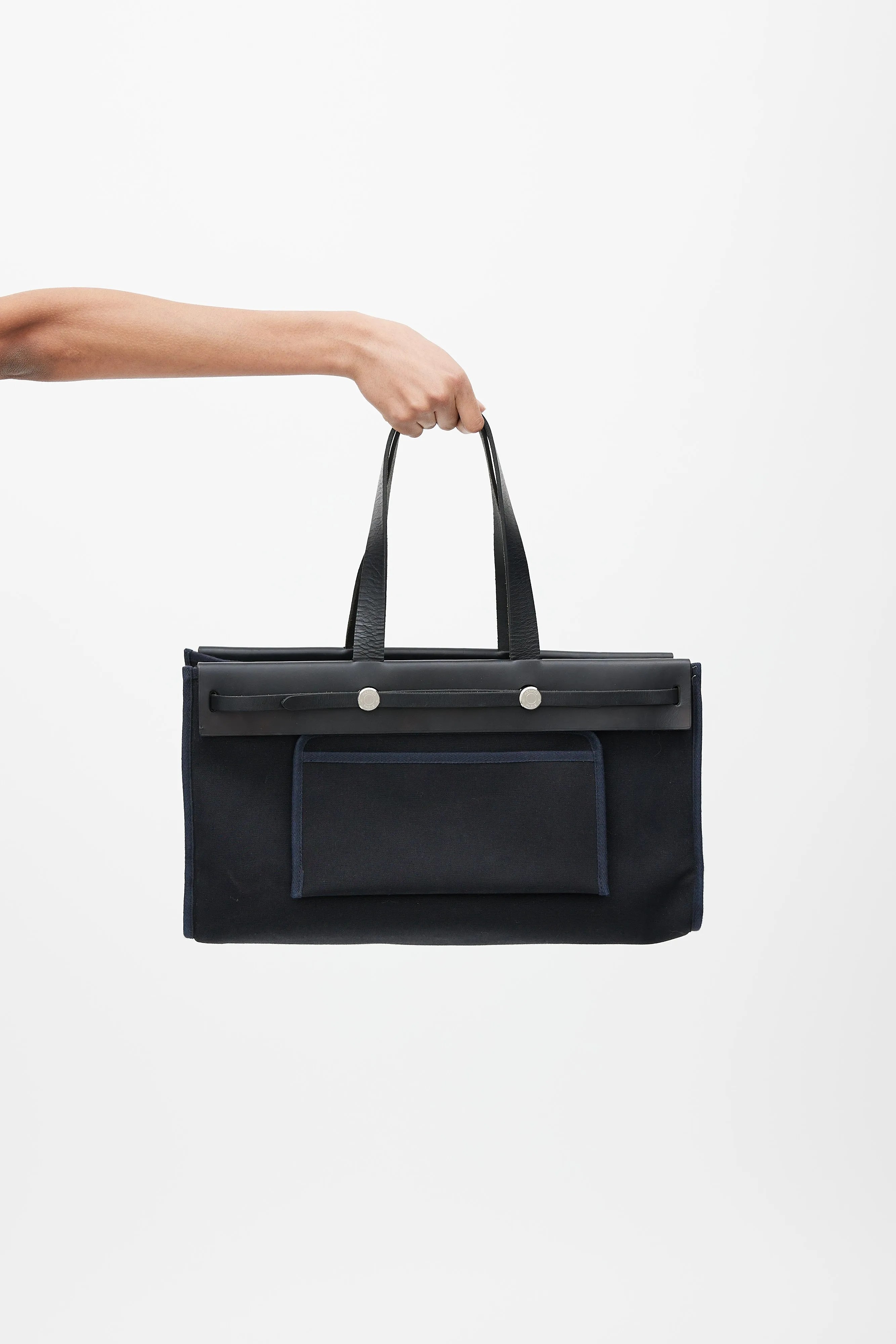 2003 Noir Officier Canvas & Vache Leather HerBag Cabas MM Bag