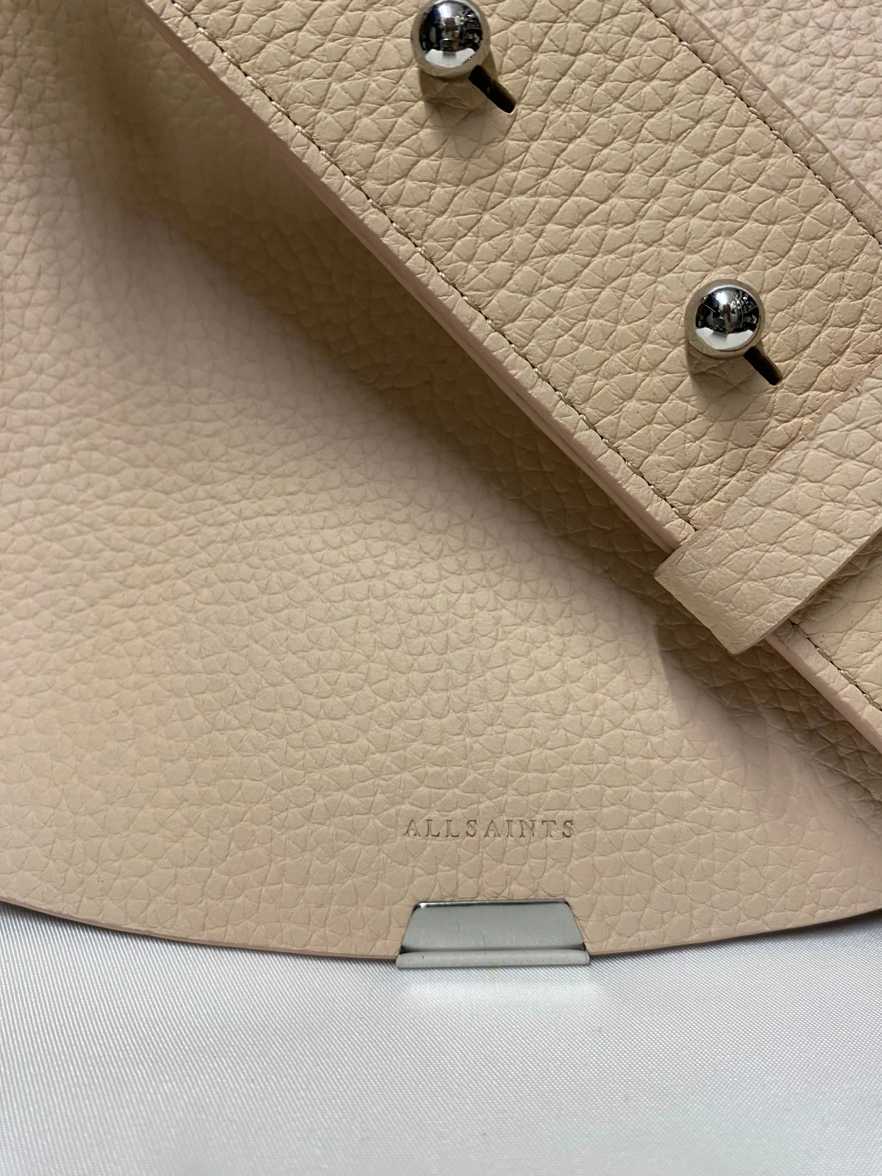 All Saints Captain Lea Leather Round Cross Body Bag Peach Pink 1 NWOT