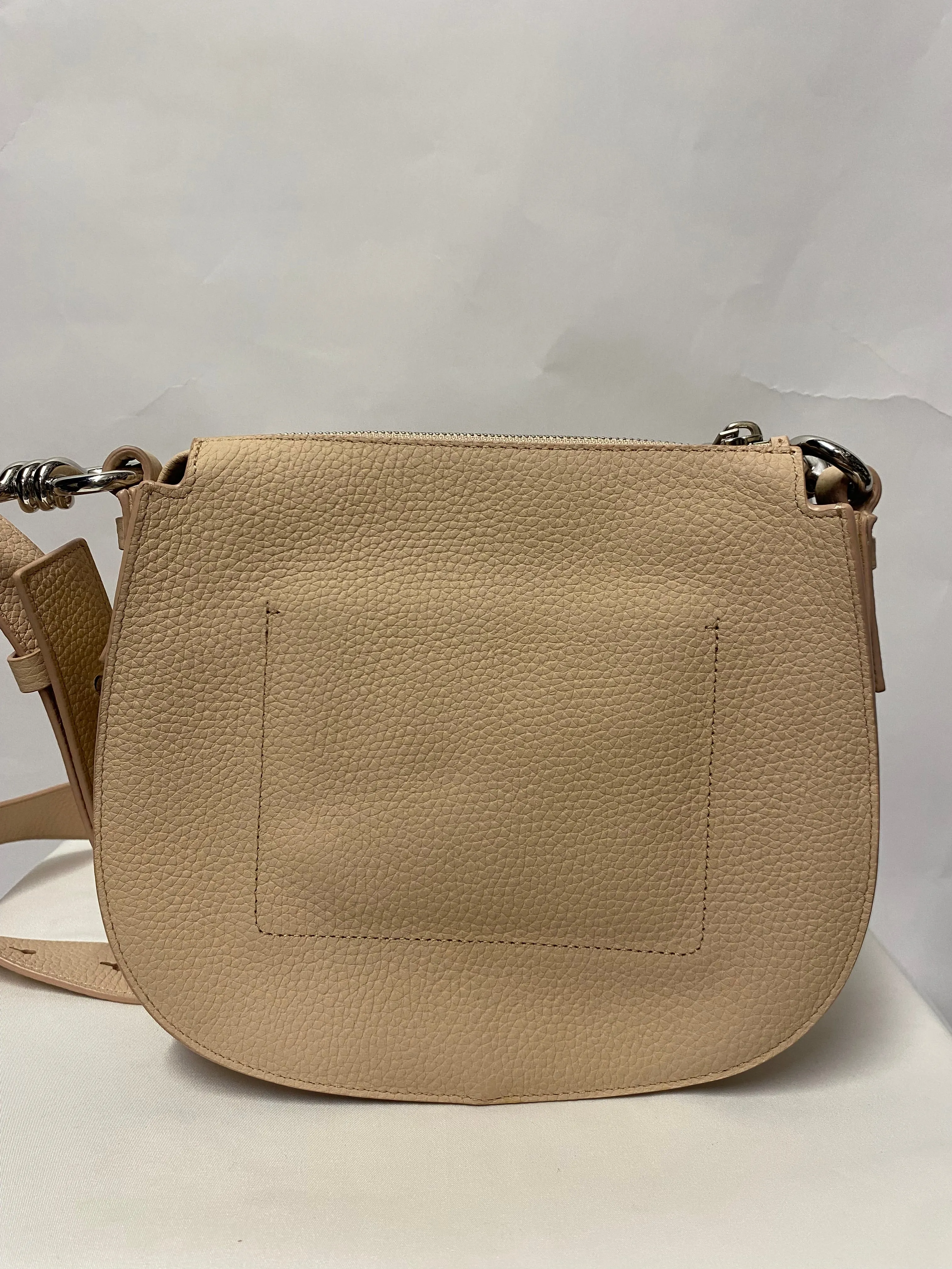 All Saints Captain Lea Leather Round Cross Body Bag Peach Pink 1 NWOT