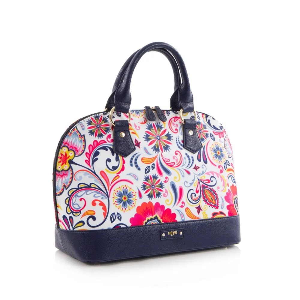 Bliss Printed Dome Satchel - White/Navy