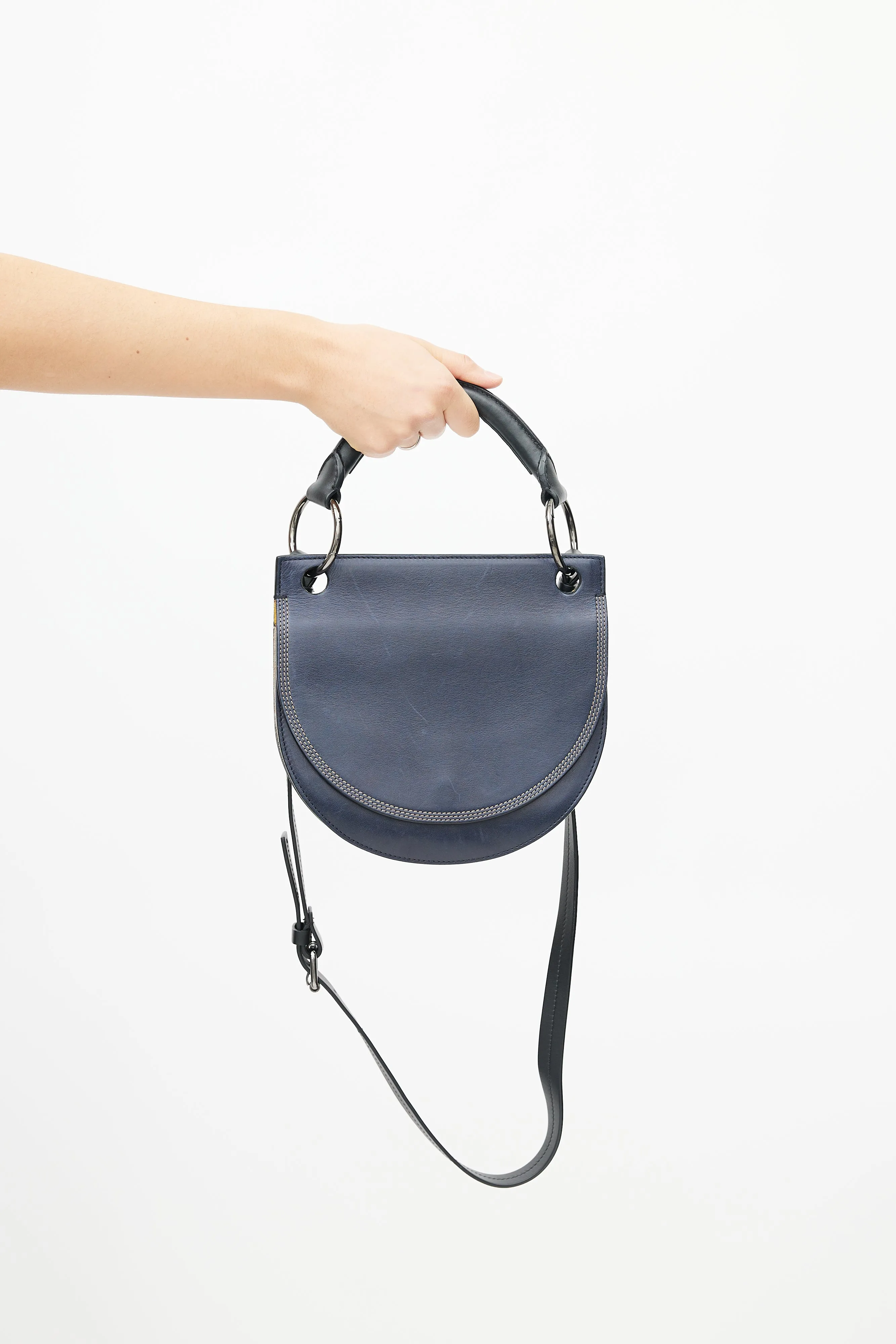 Blue Leather Double Sided Saddle Bag