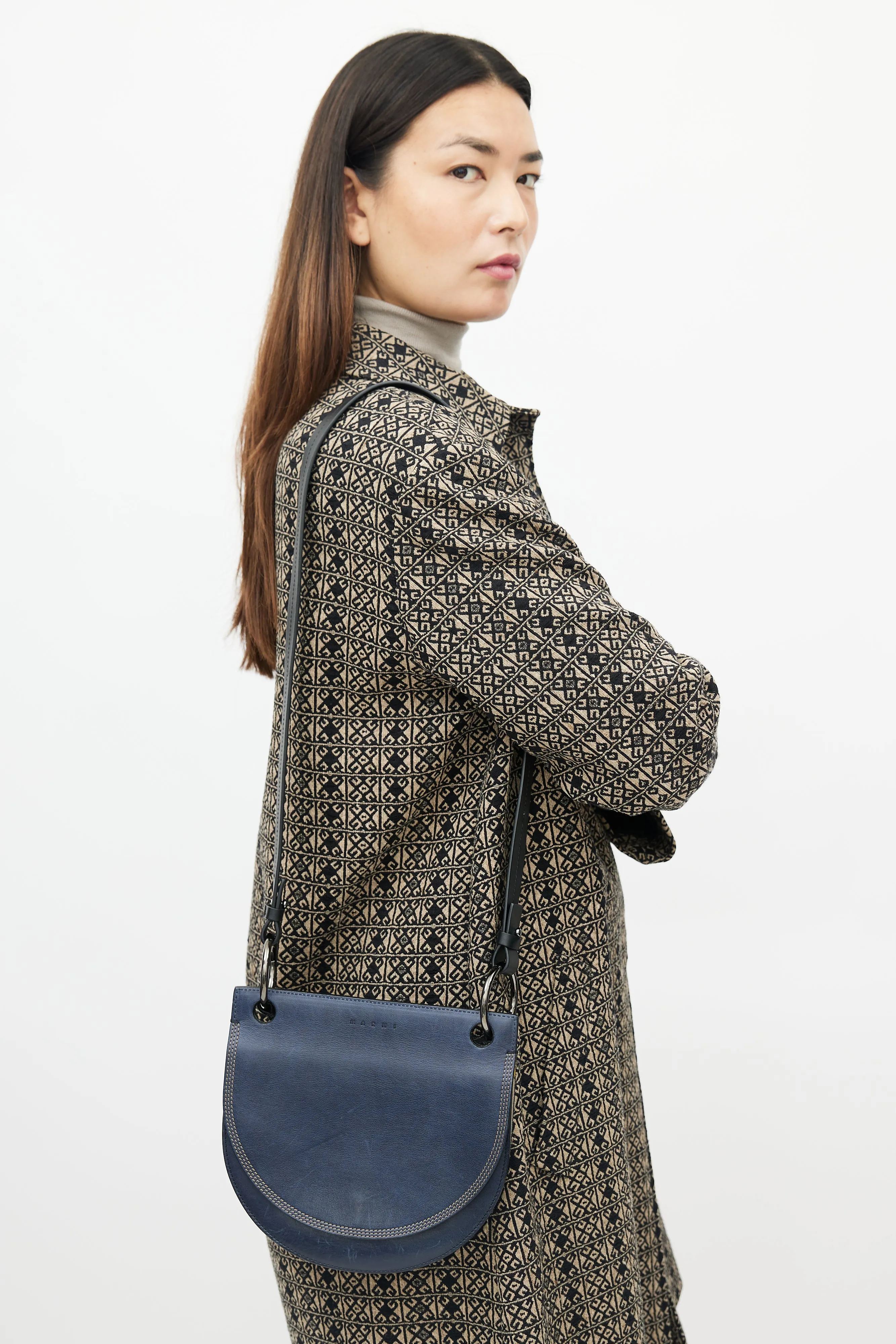 Blue Leather Double Sided Saddle Bag