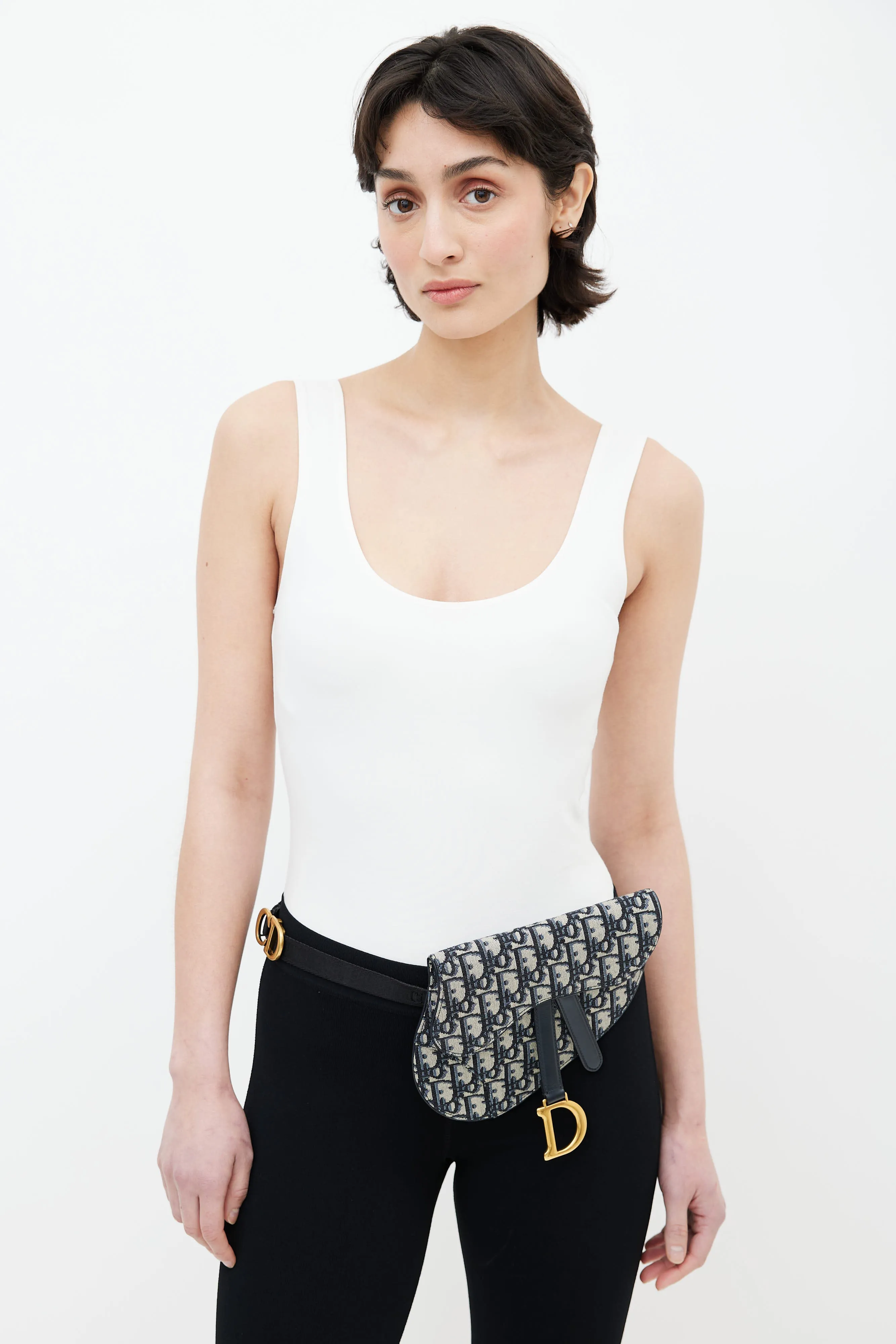 Blue Oblique Jacquard Saddle Belt Pouch