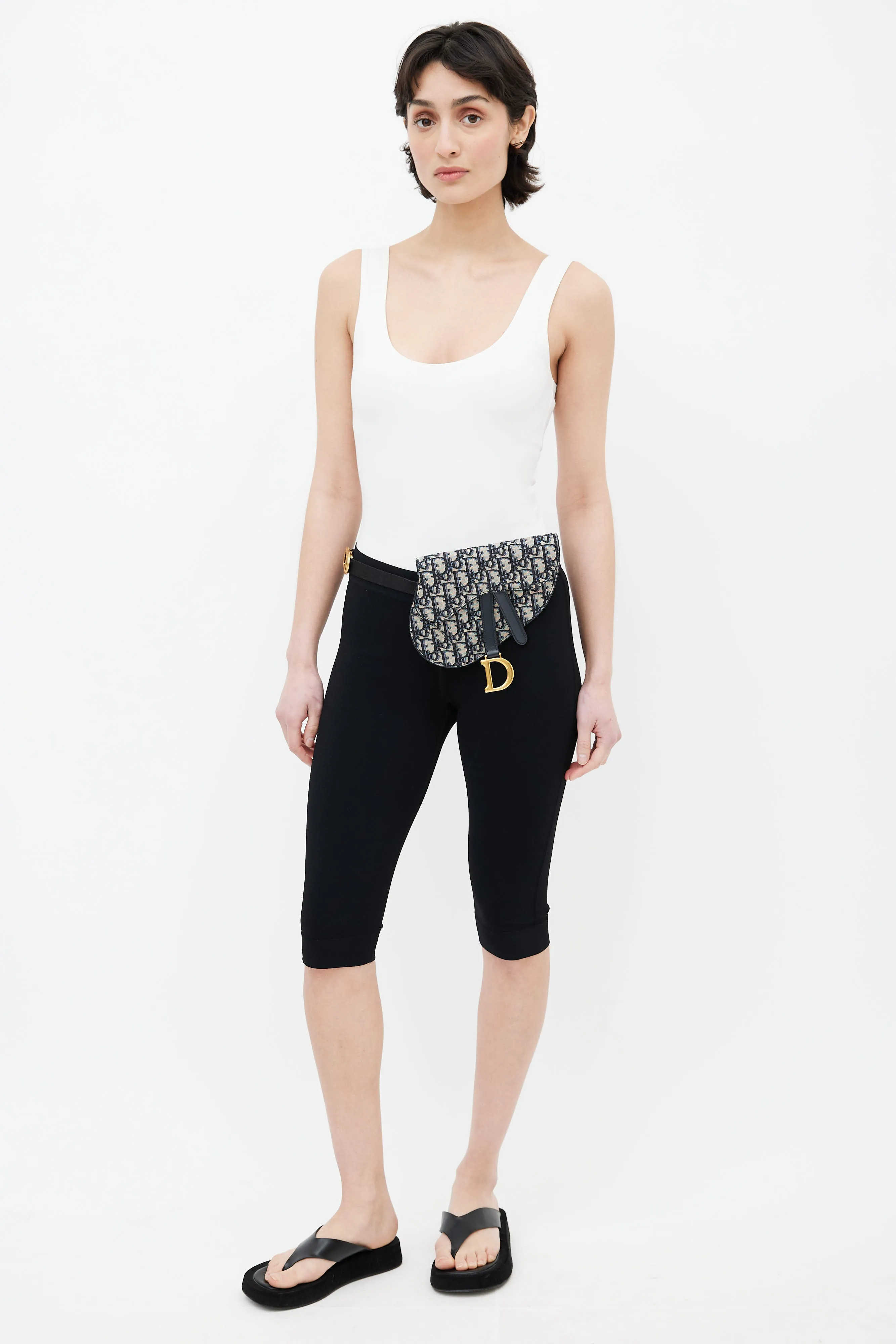 Blue Oblique Jacquard Saddle Belt Pouch