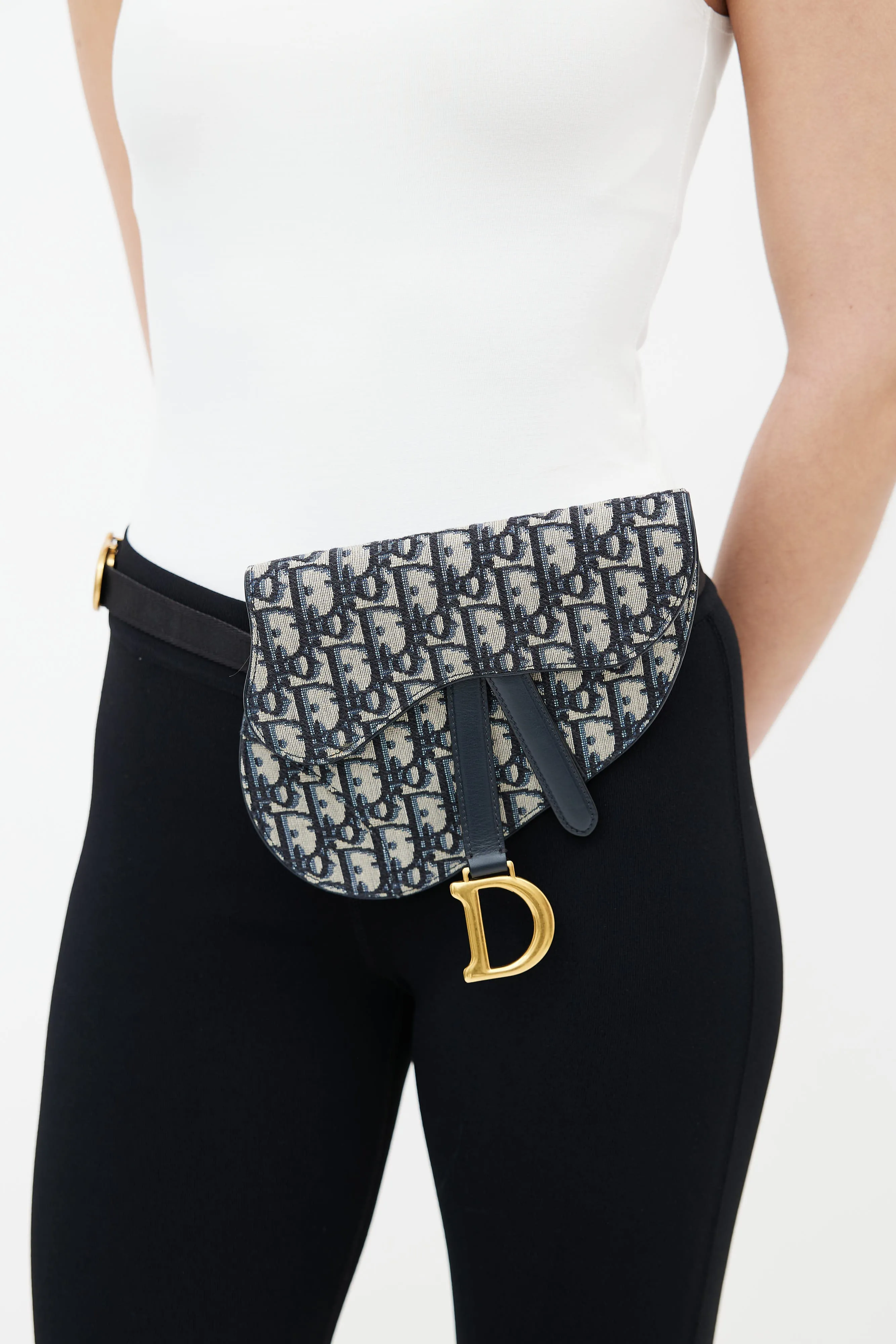 Blue Oblique Jacquard Saddle Belt Pouch