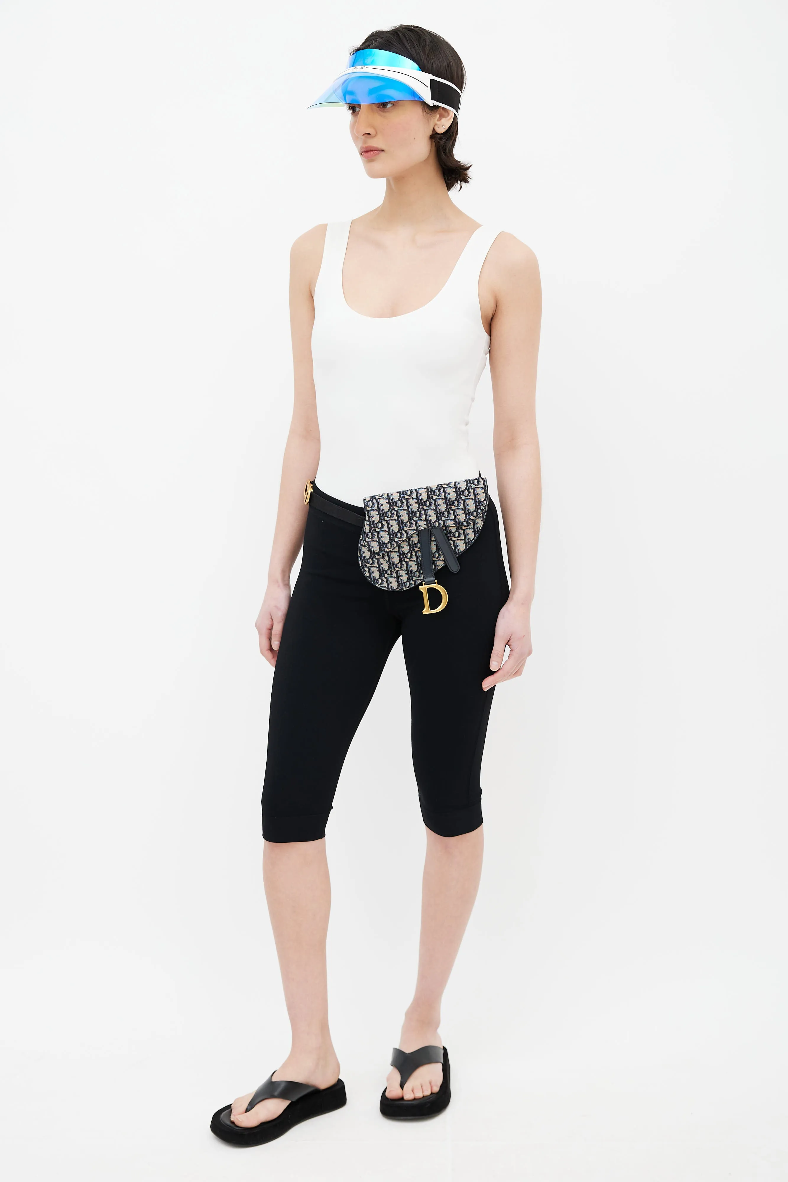 Blue Oblique Jacquard Saddle Belt Pouch