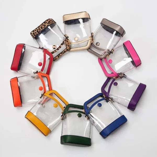 Carly Clear Mini Bucket Crossbody Bag
