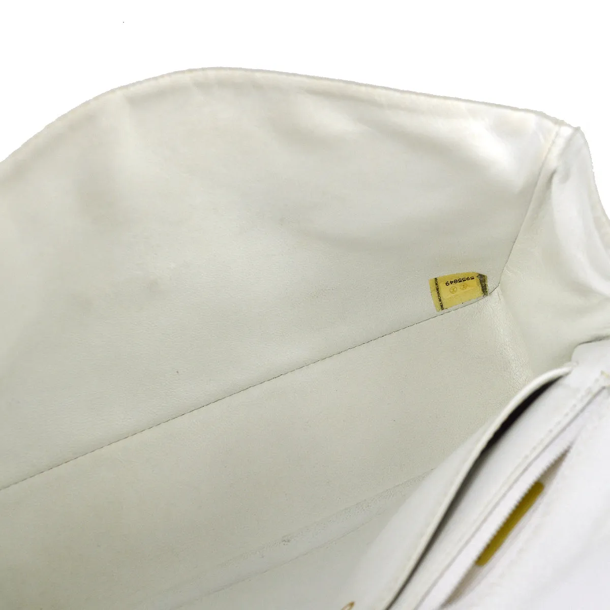 Chanel 1997-1999 White Caviar Classic Flap Acrylic Chain Shoulder Bag