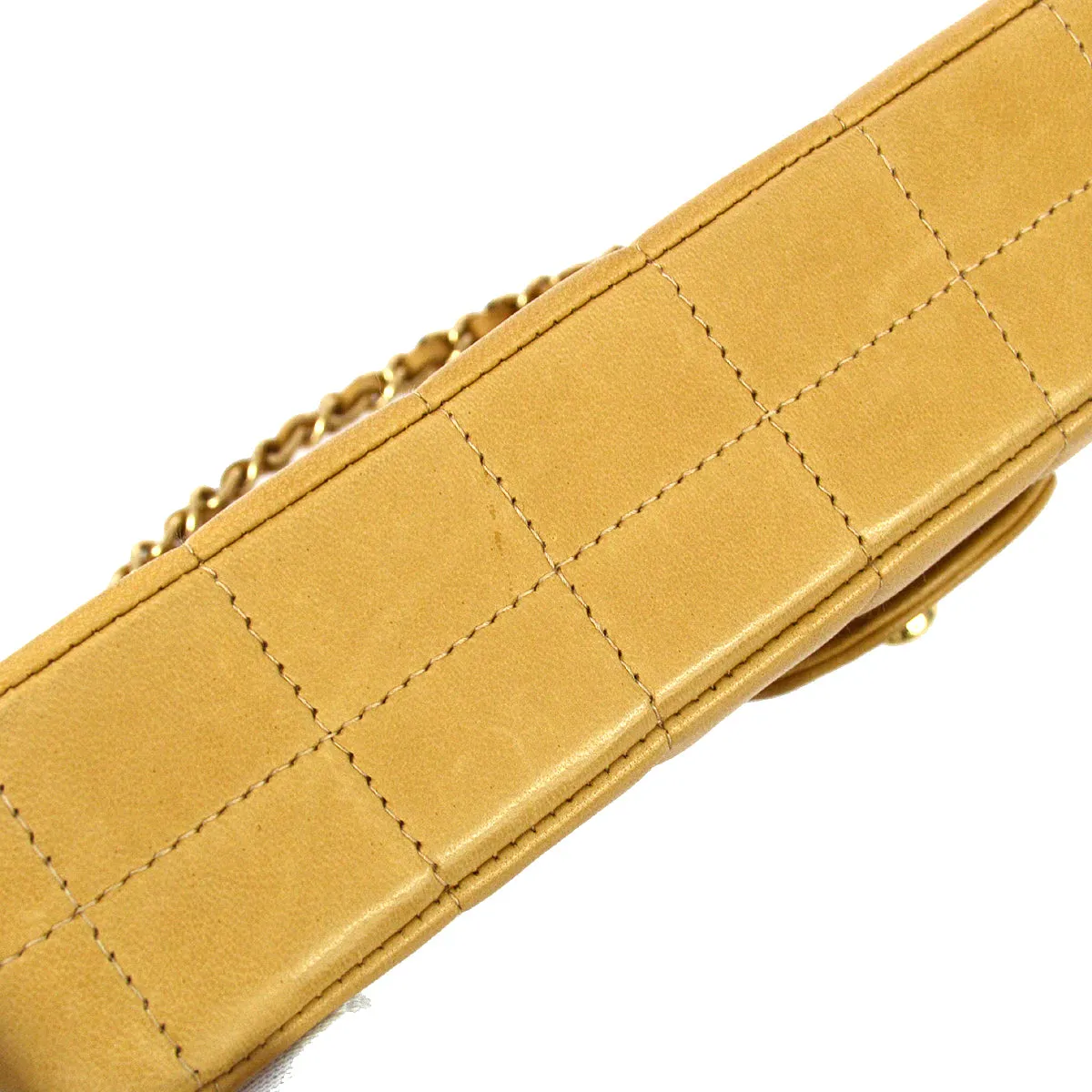 Chanel 2004-2005 Beige Lambskin East West Choco Bar Chain Shoulder Bag