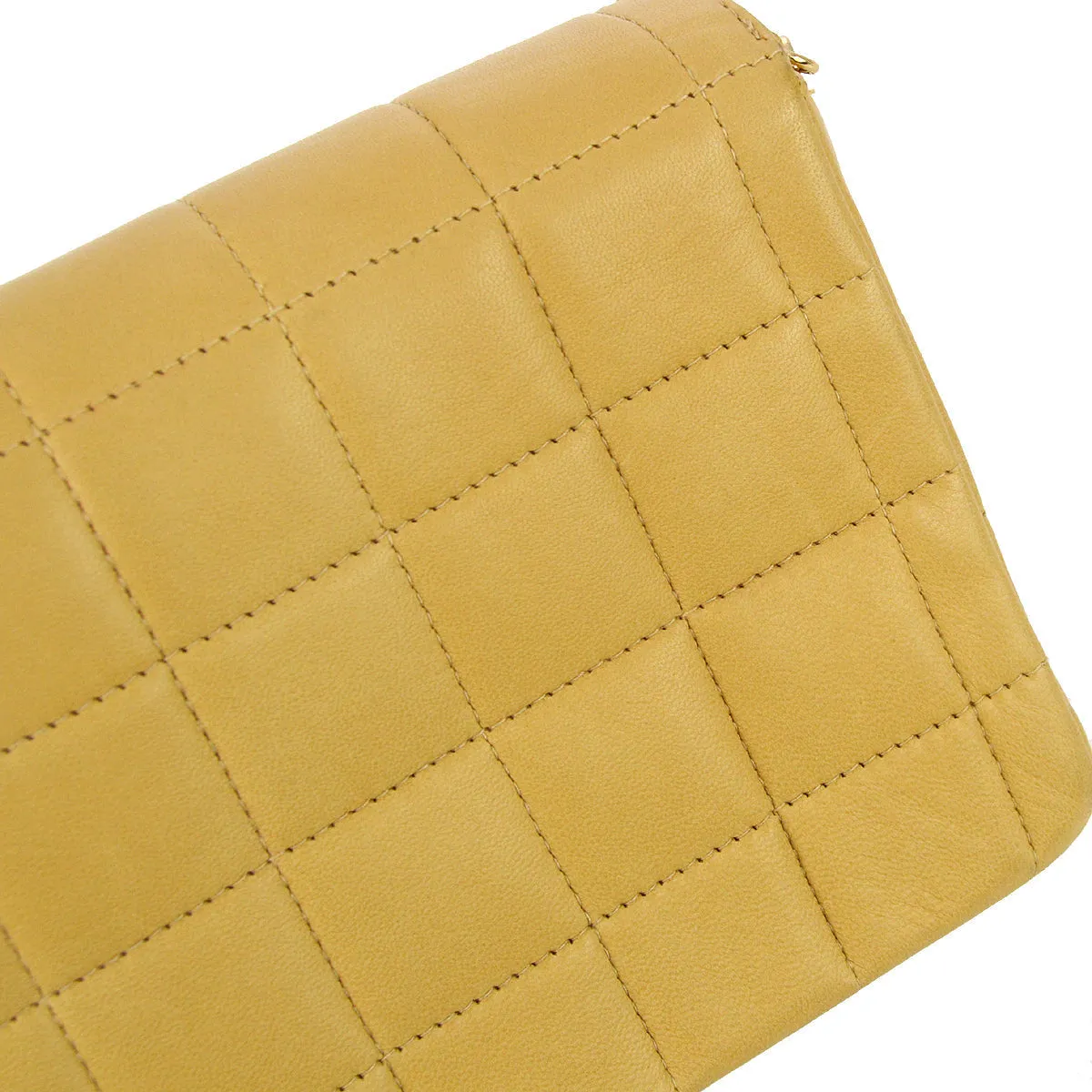 Chanel 2004-2005 Beige Lambskin East West Choco Bar Chain Shoulder Bag