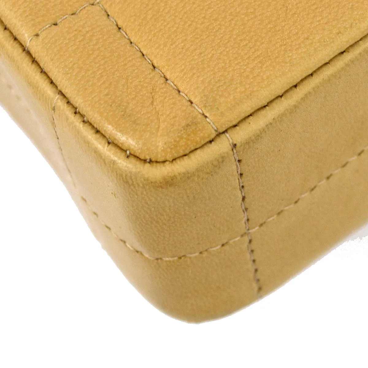 Chanel 2004-2005 Beige Lambskin East West Choco Bar Chain Shoulder Bag