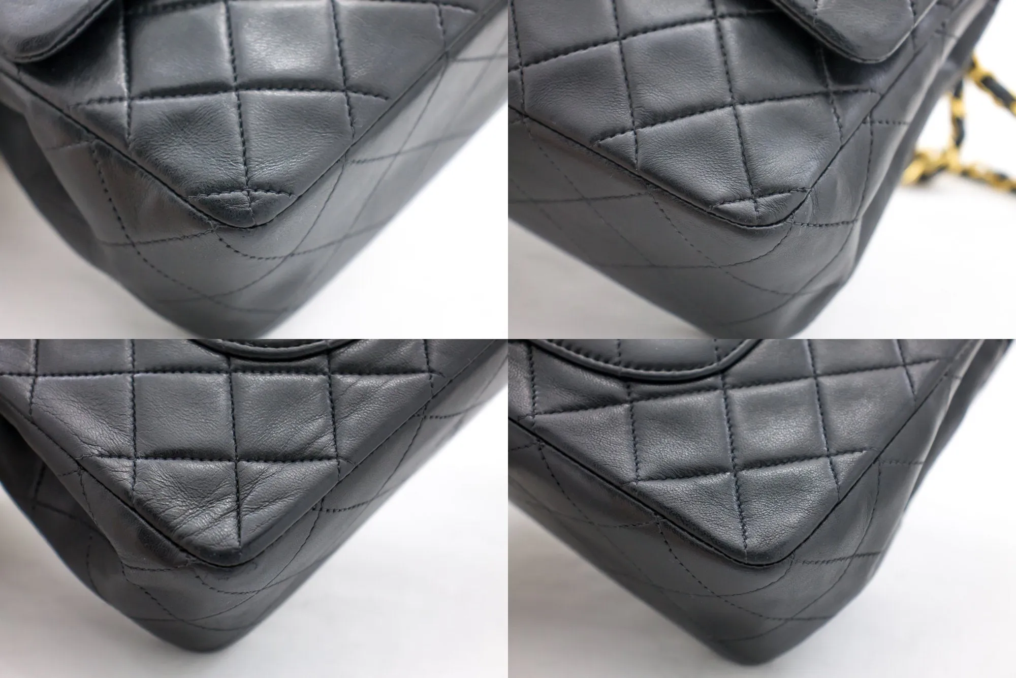 CHANEL 2.55 Double Flap Chain Shoulder Bag Black Lambskin Handbag
