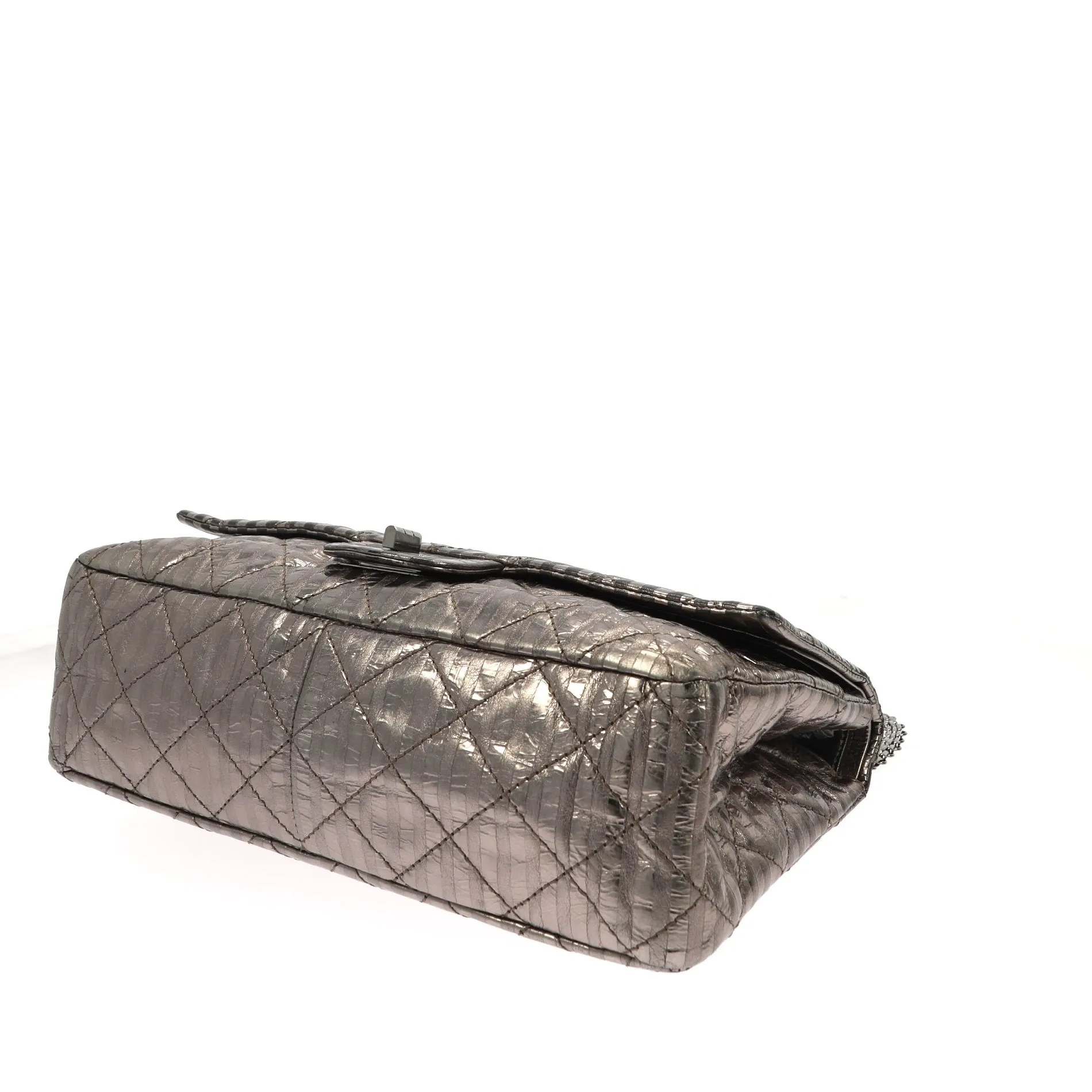 CHANEL 2.55 Reissue 227 Double Flap Metallic Striped Shoulder Bag