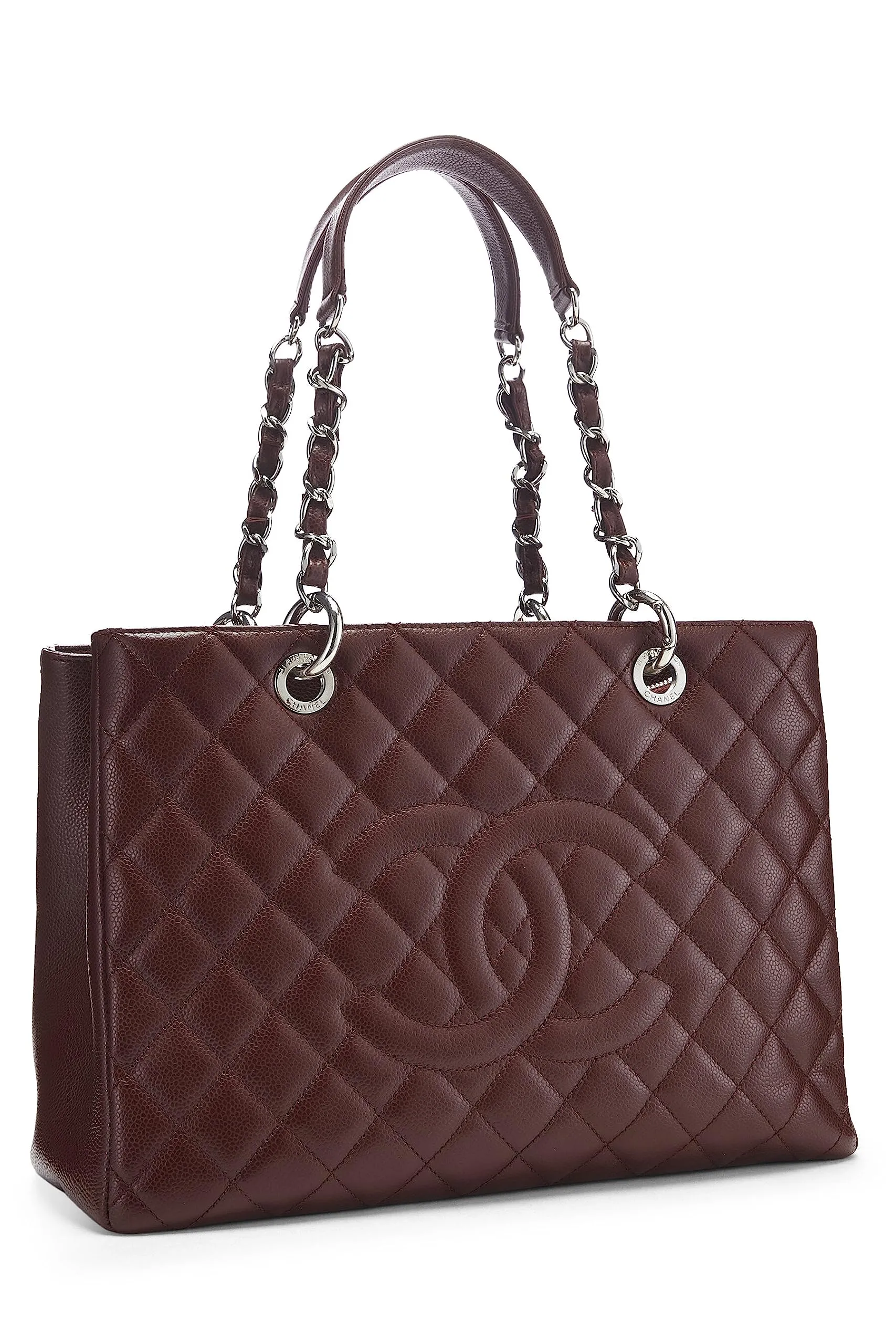 Chanel,  Burgundy Quilted Caviar Grand Shopping Tote (GST), Burgundy