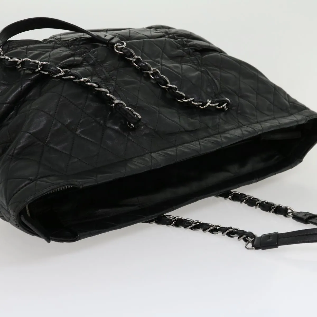 CHANEL Chain Matelasse Tote Bag Lamb Skin Black CC  ar7246A