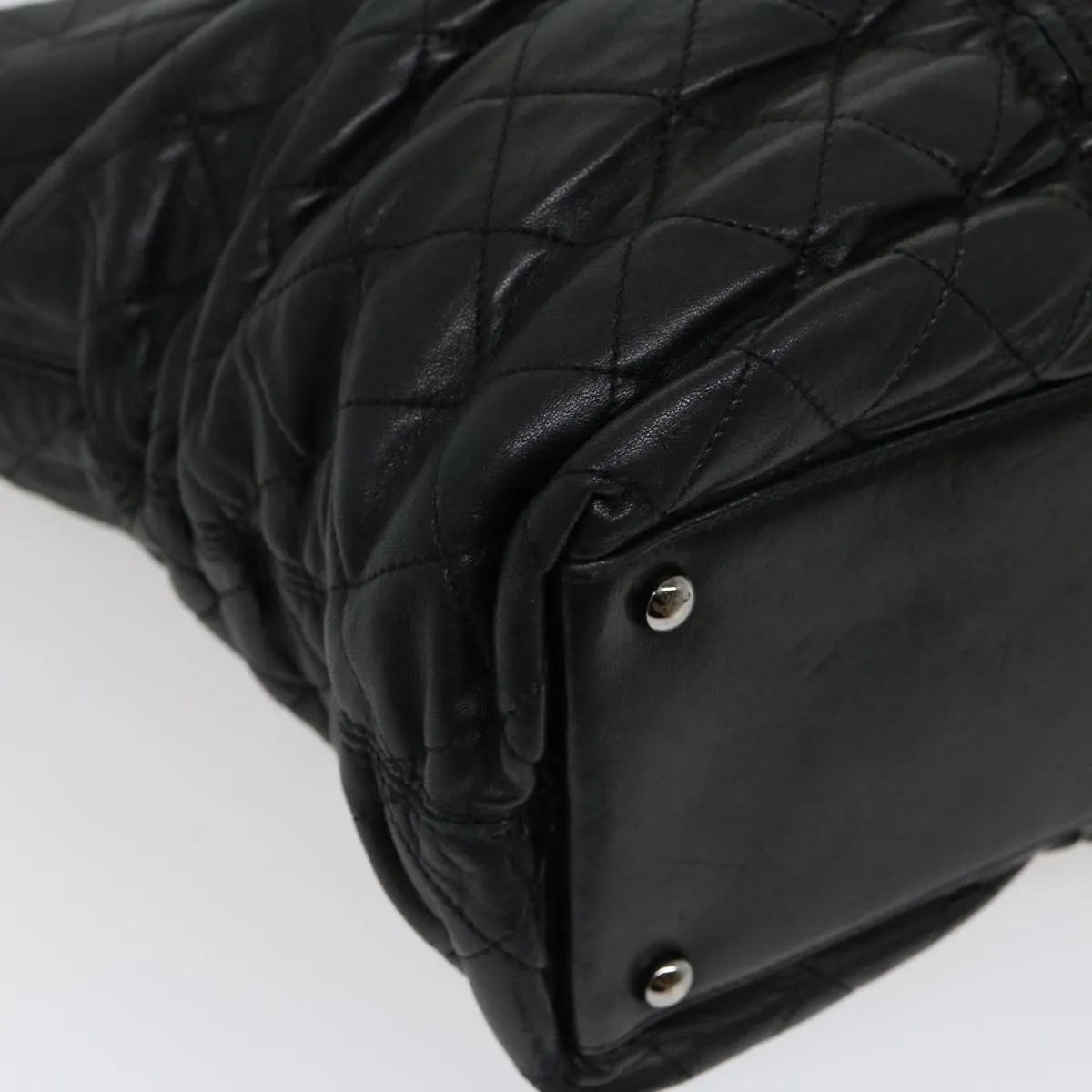 CHANEL Chain Matelasse Tote Bag Lamb Skin Black CC  ar7246A