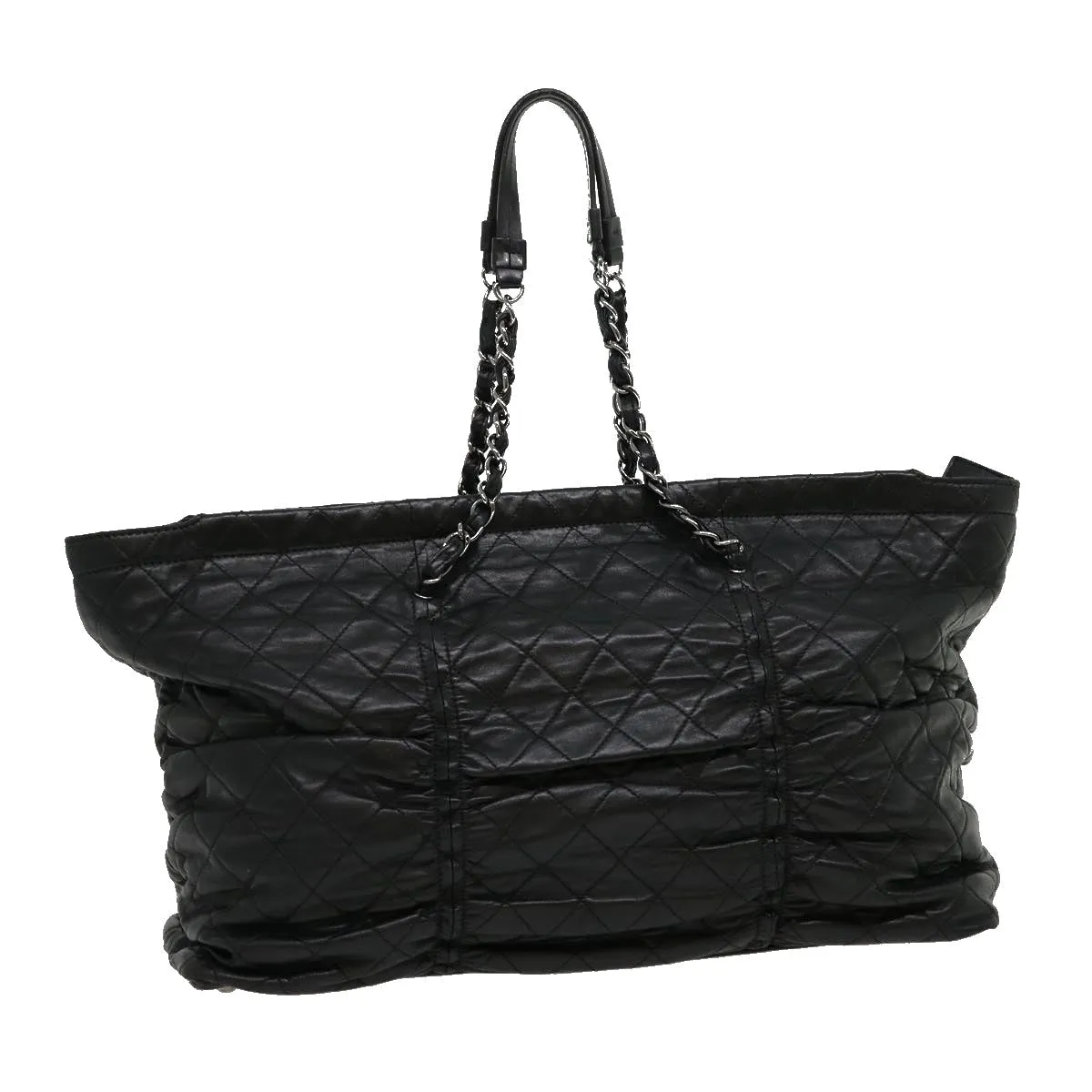 CHANEL Chain Matelasse Tote Bag Lamb Skin Black CC  ar7246A
