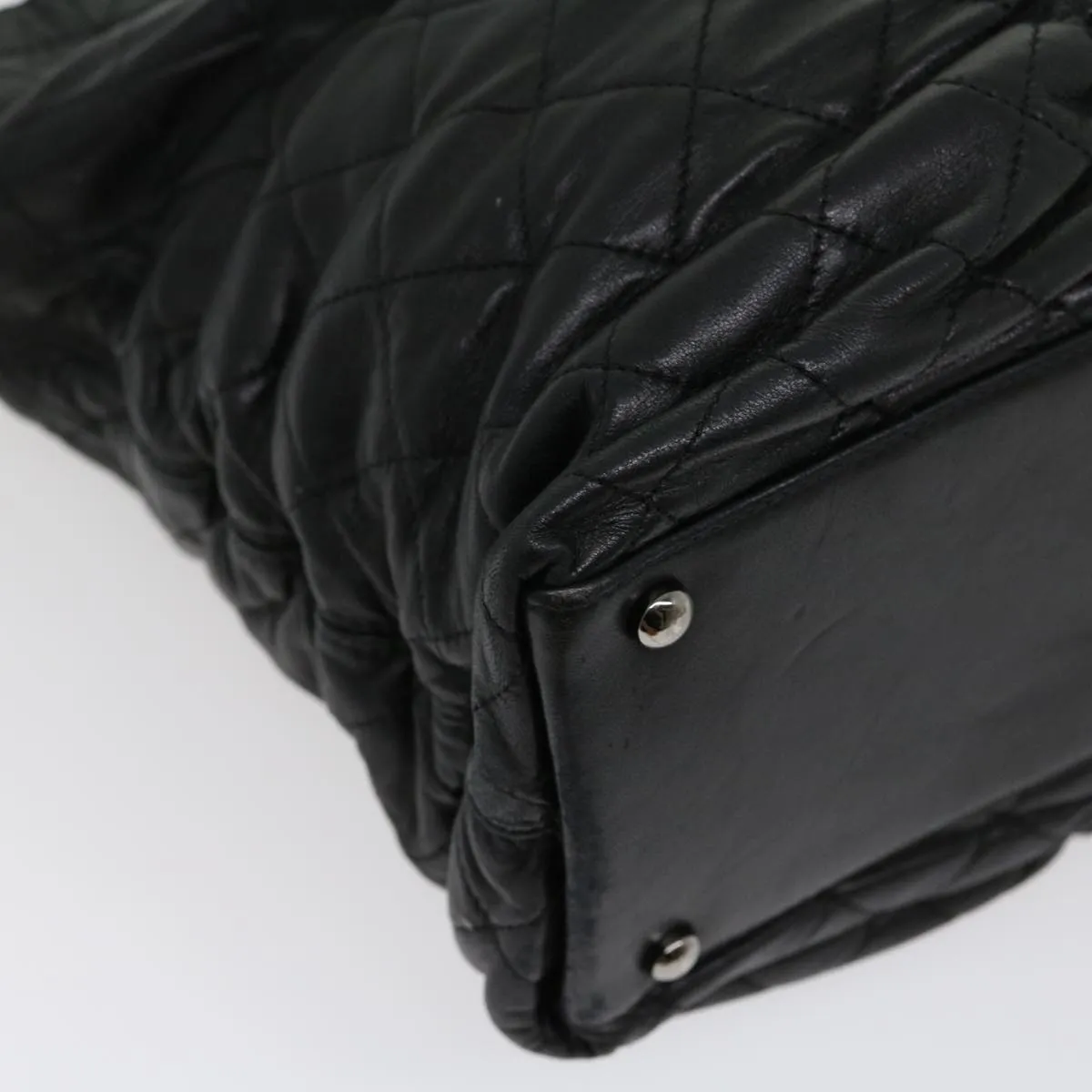 CHANEL Chain Matelasse Tote Bag Lamb Skin Black CC  ar7246A