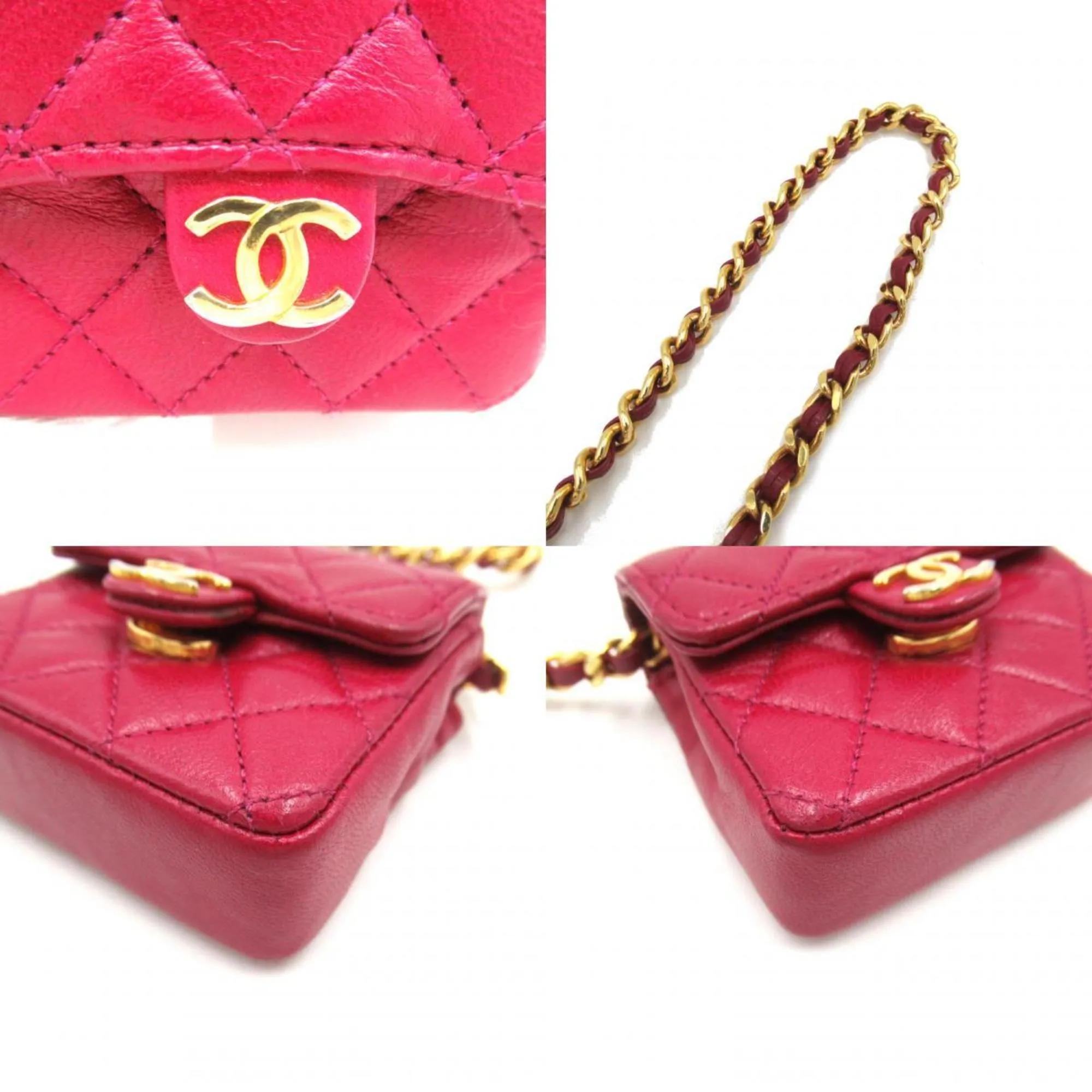 CHANEL Chain Pochette Shoulder Bag, Lambskin (Sheepskin), Women's, Purple