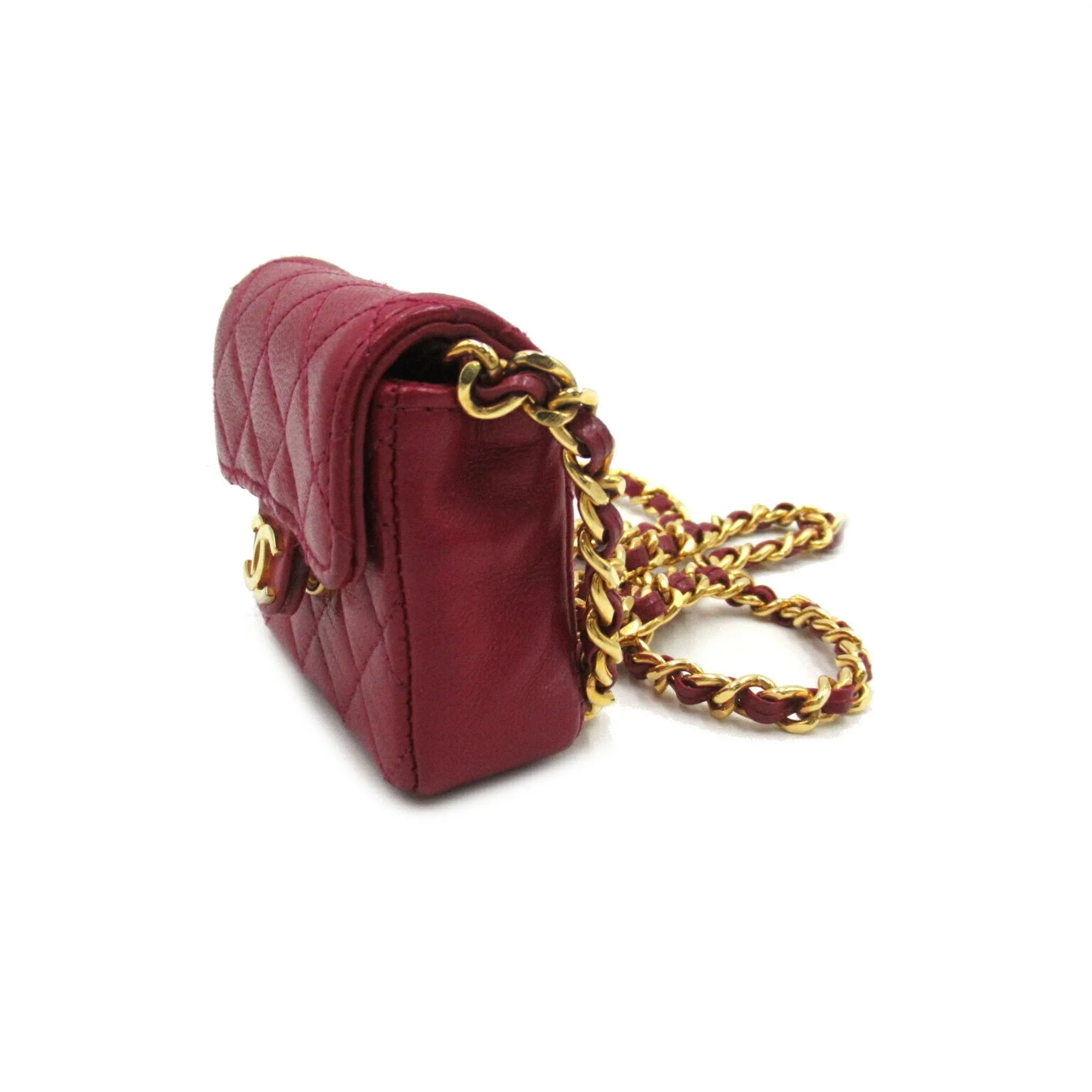 CHANEL Chain Pochette Shoulder Bag, Lambskin (Sheepskin), Women's, Purple