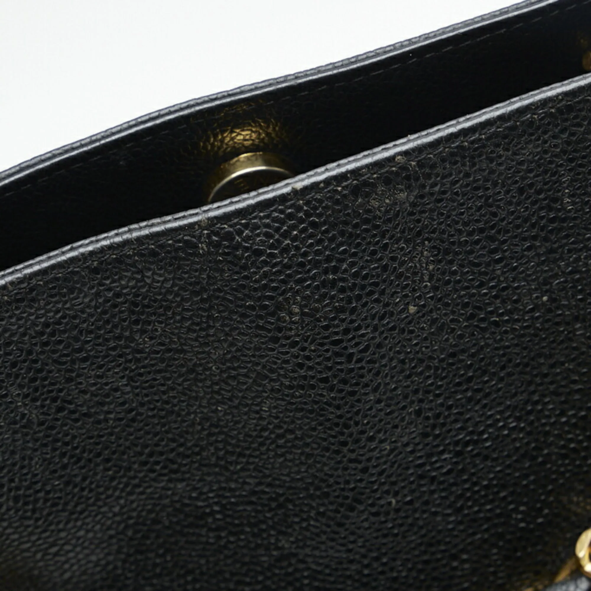 CHANEL coco mark handbag tote bag black gold matte caviar skin ladies