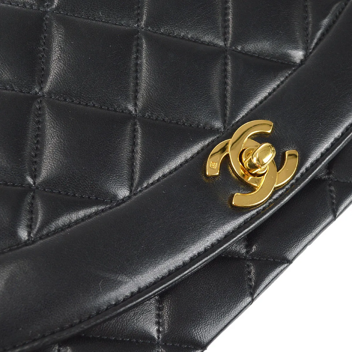 CHANEL Medium Diana Chain Shoulder Bag Black Lambskin 97552