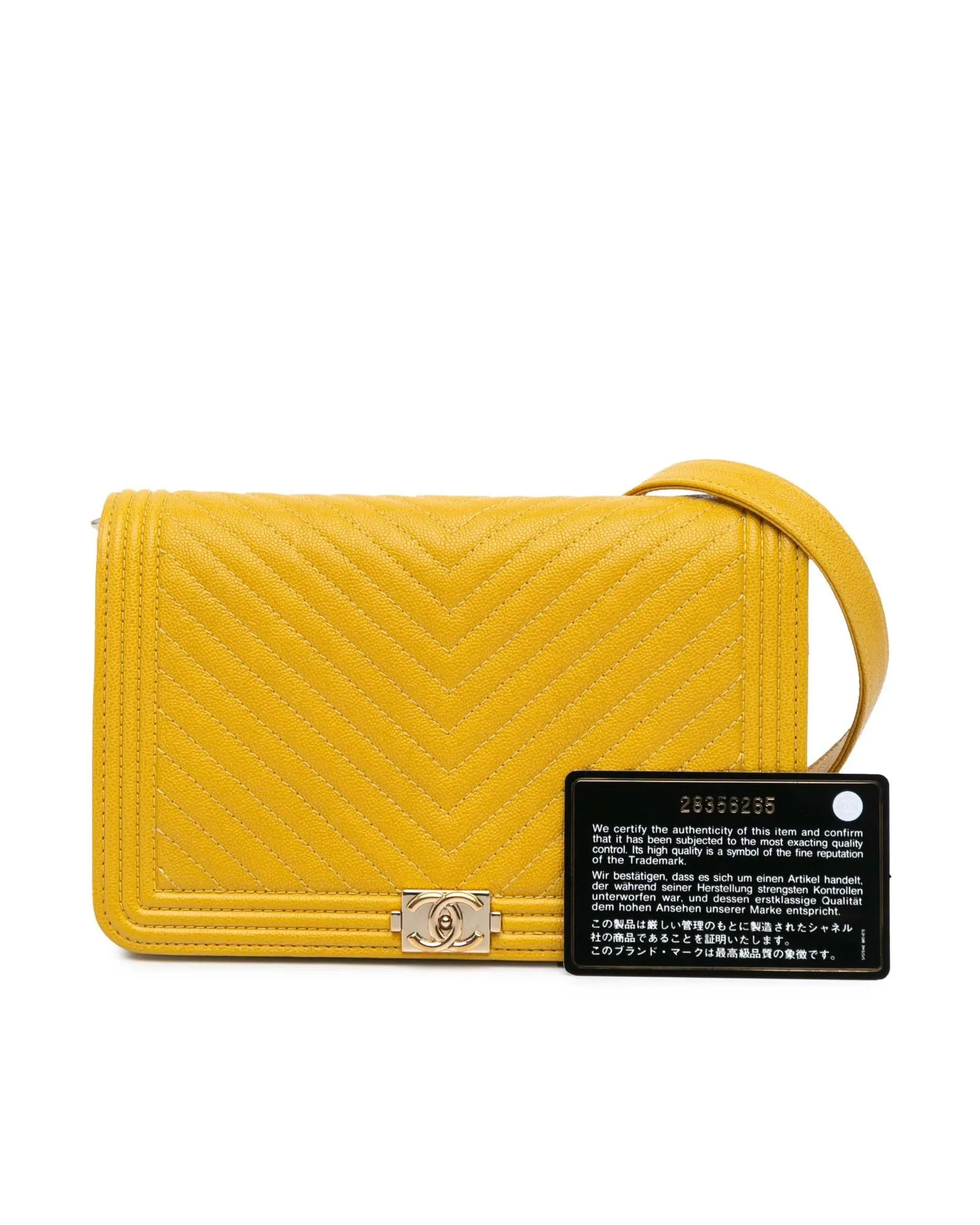 Chevron Quilted Leather Wallet On Chain