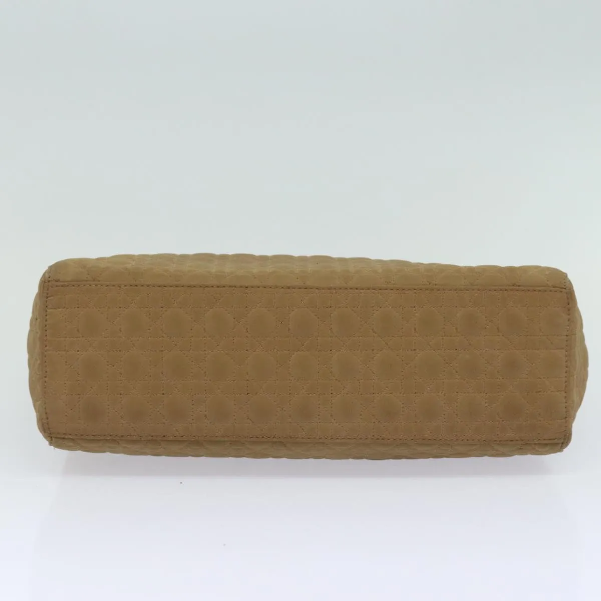 CHRISTIAN DIOR Lady Dior Canage Hand Bag Nylon Beige Auth bs15406