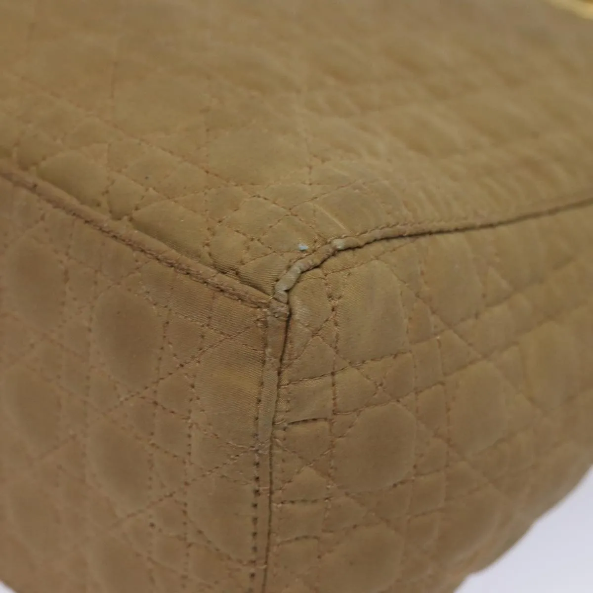 CHRISTIAN DIOR Lady Dior Canage Hand Bag Nylon Beige Auth bs15406