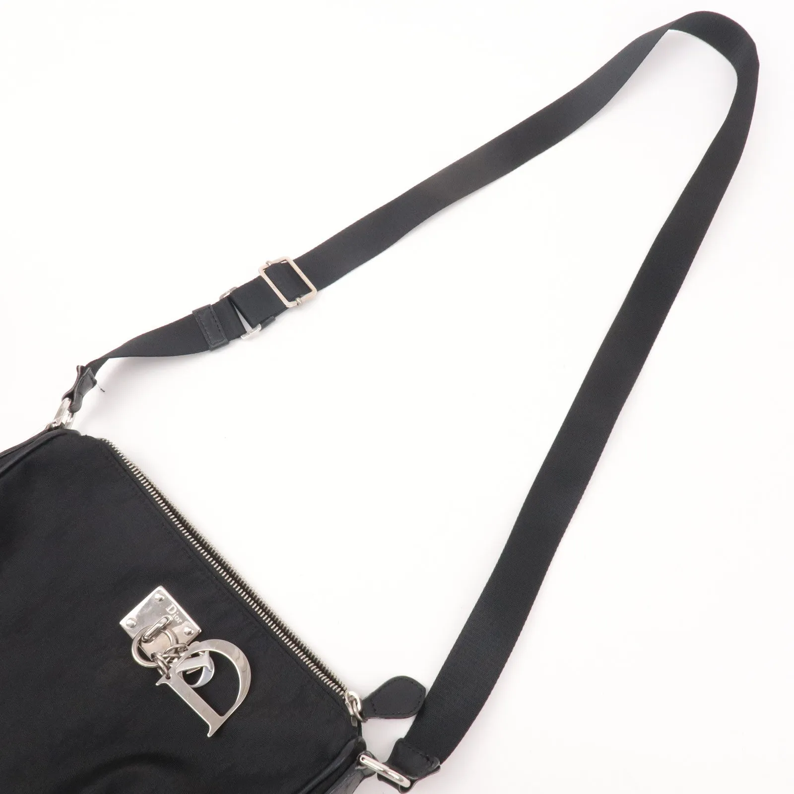 Christian Dior Lovely Canvas Leather Shoulder Bag Black