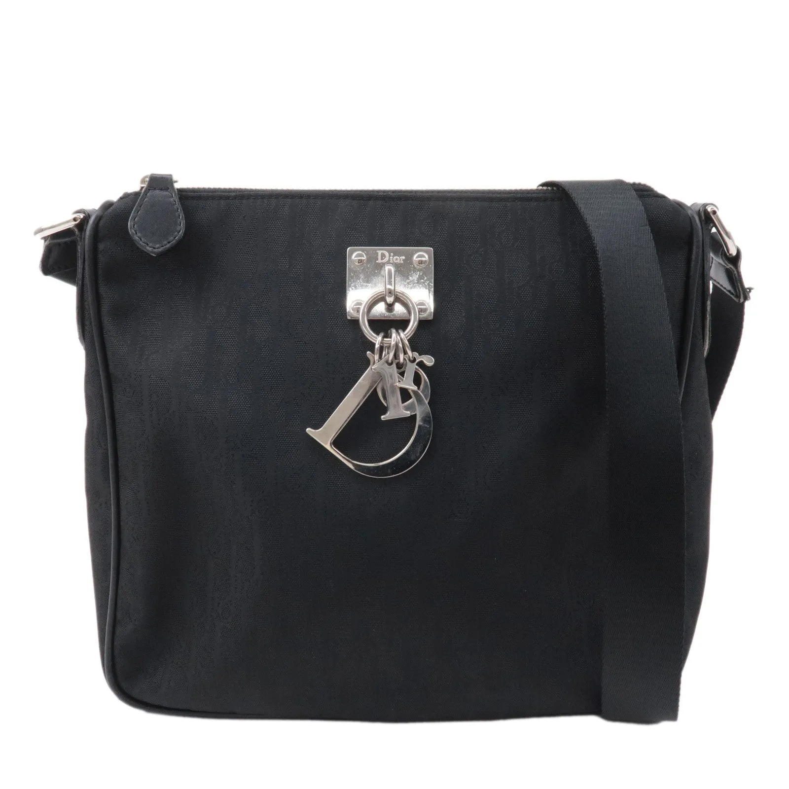 Christian Dior Lovely Canvas Leather Shoulder Bag Black