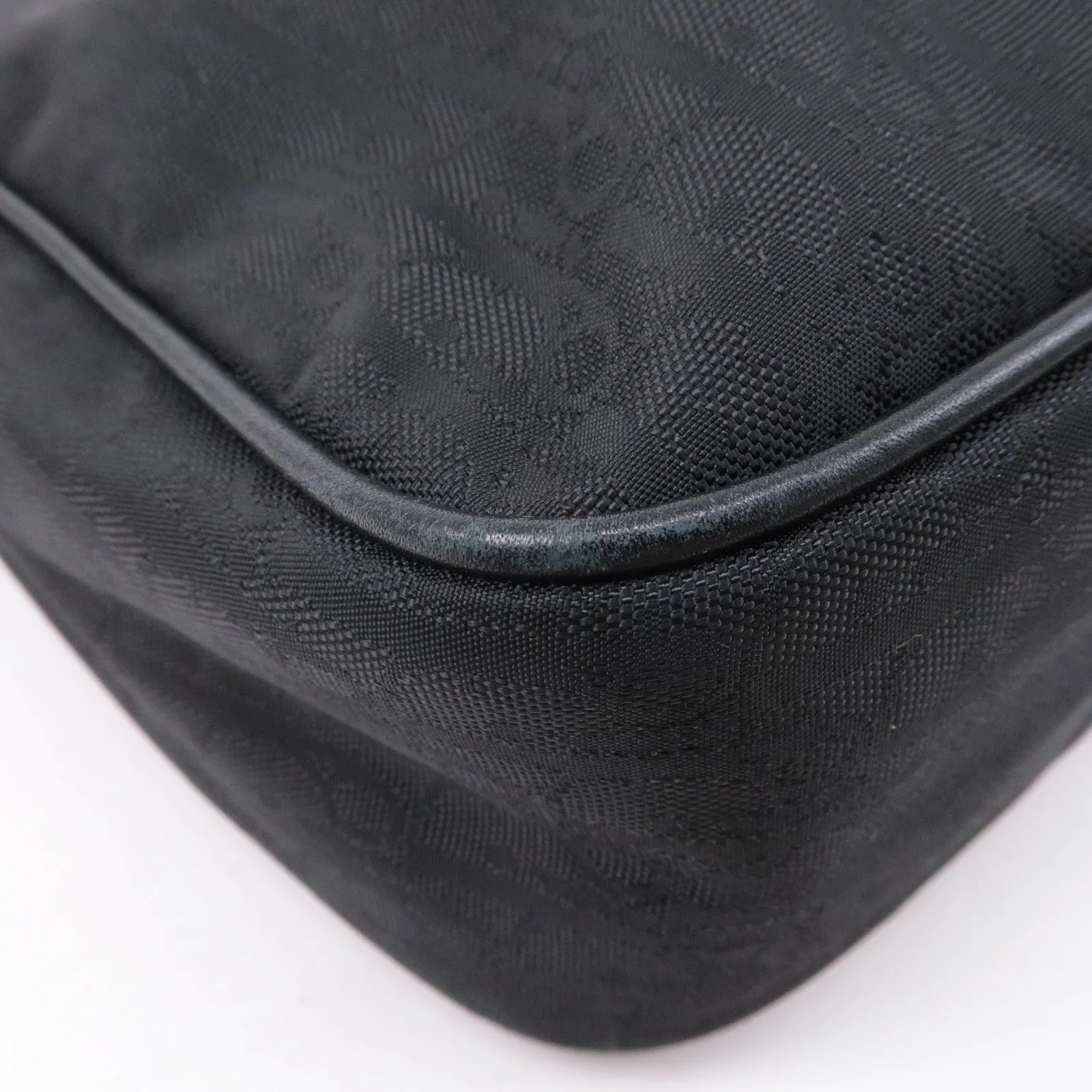 Christian Dior Lovely Canvas Leather Shoulder Bag Black