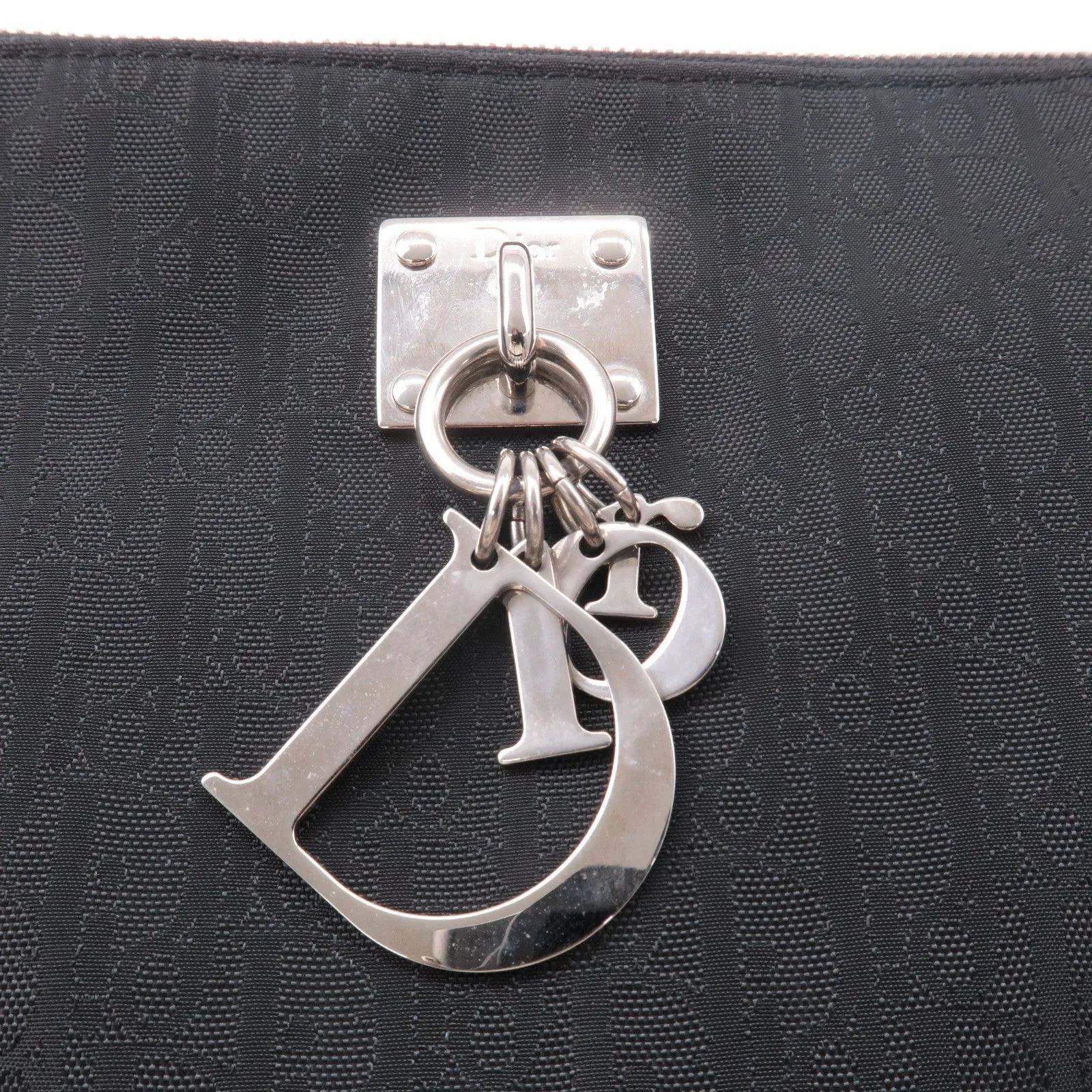 Christian Dior Lovely Canvas Leather Shoulder Bag Black