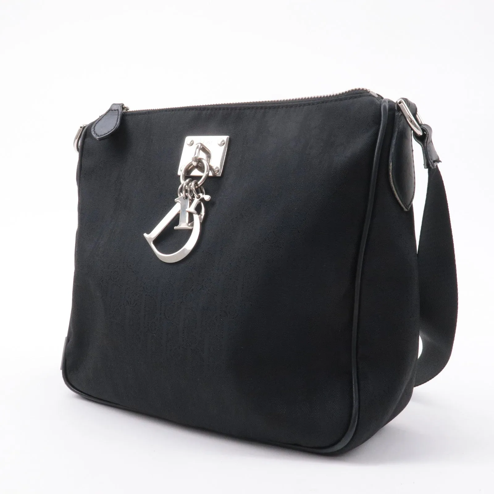 Christian Dior Lovely Canvas Leather Shoulder Bag Black