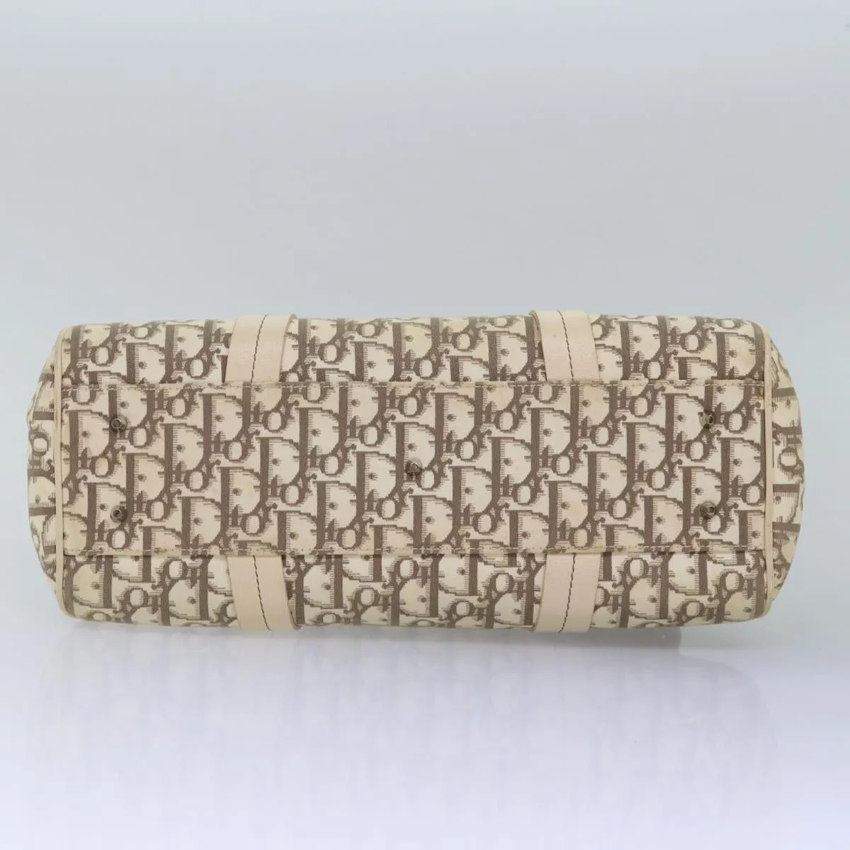 CHRISTIAN DIOR Trotter Canvas Flower Embroidery Hand Bag Beige Auth ep4471