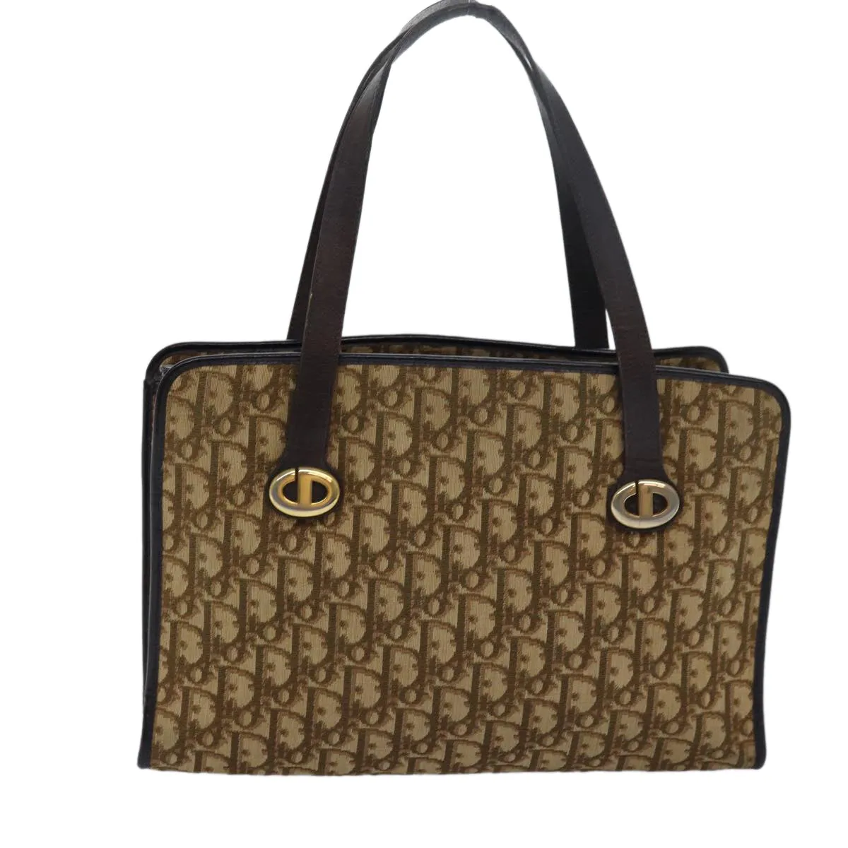 CHRISTIAN DIOR Trotter Canvas Hand Bag Brown Auth ep4751