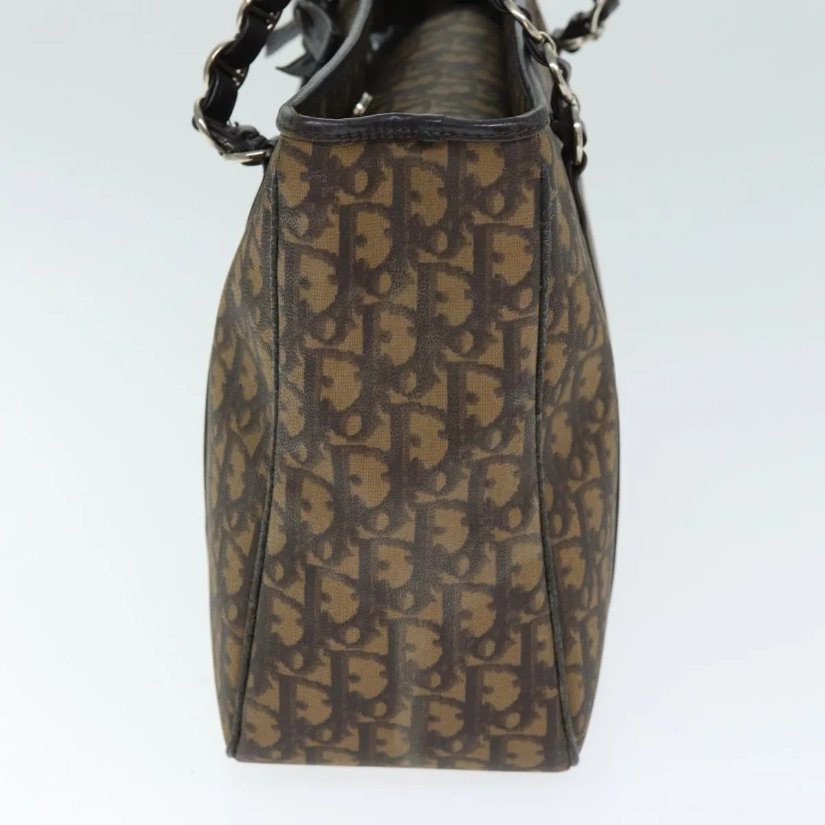 CHRISTIAN DIOR Trotter Romantic Shoulder Bag PVC Brown Auth 74396