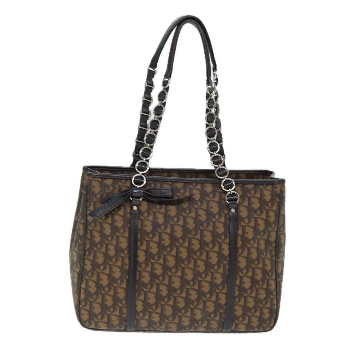 CHRISTIAN DIOR Trotter Romantic Shoulder Bag PVC Brown Auth 74396