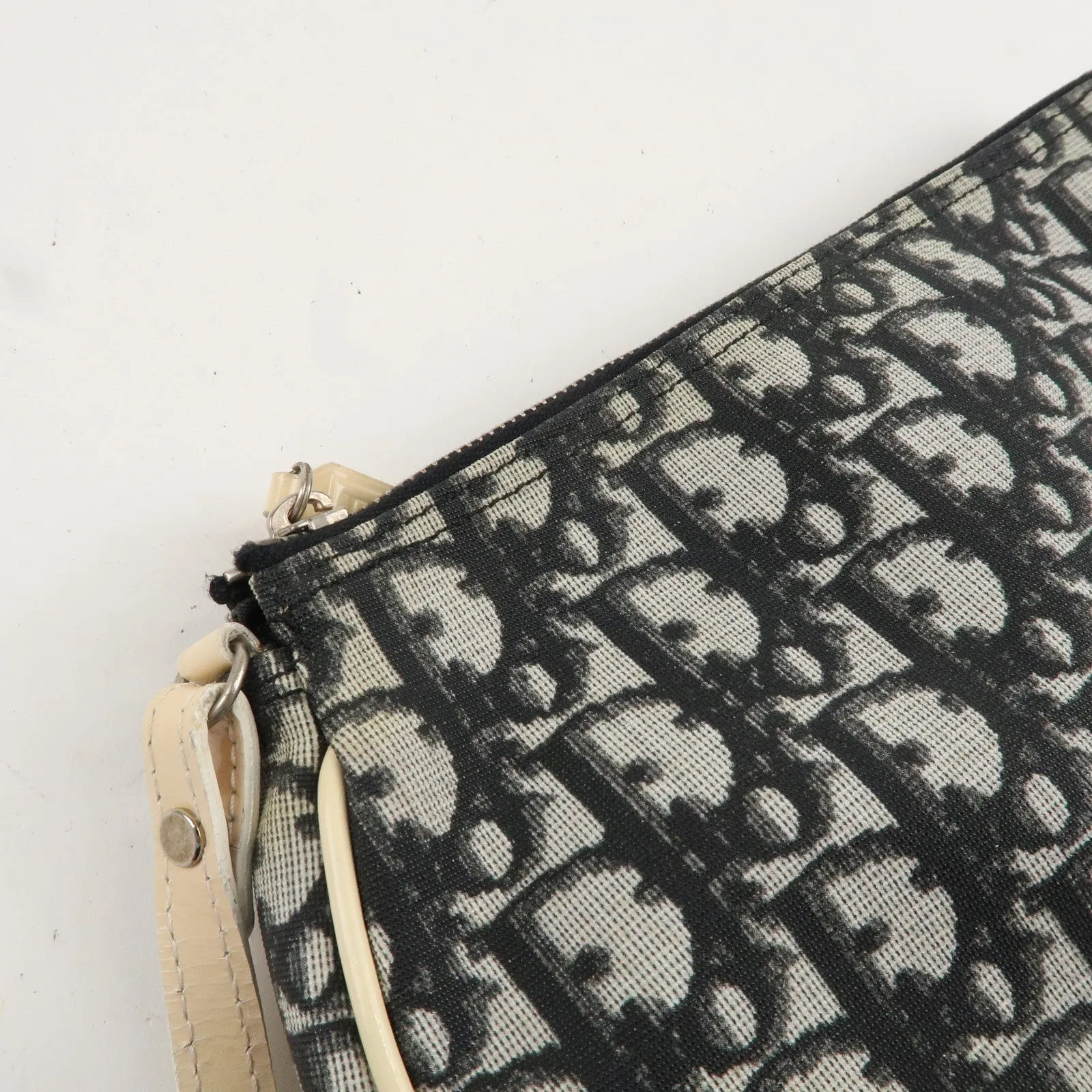 Christian Dior Trotter Saddle Bag PVC Leather Hand Bag CR1021