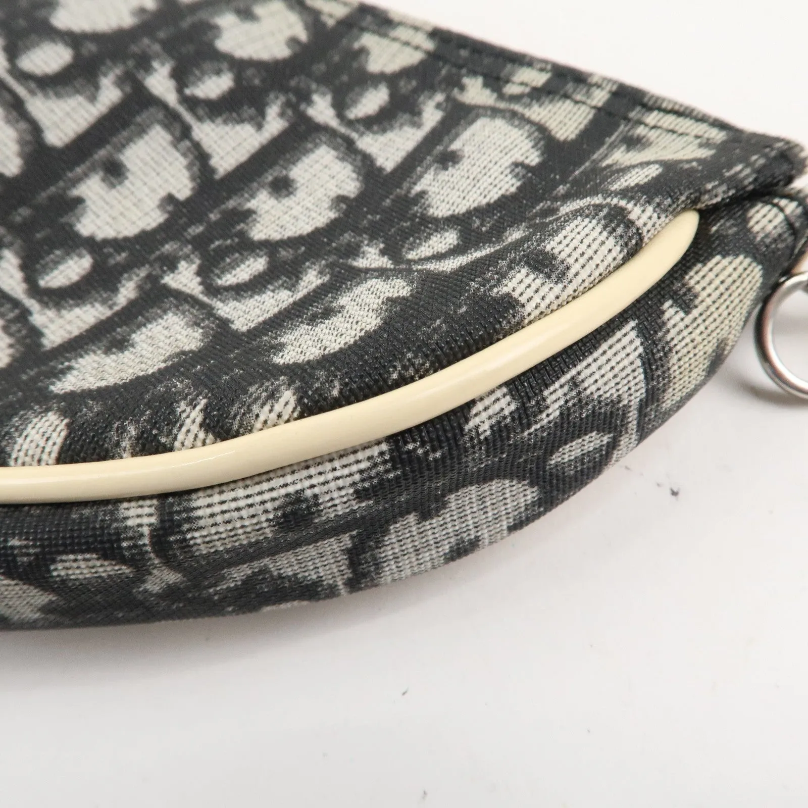 Christian Dior Trotter Saddle Bag PVC Leather Hand Bag CR1021