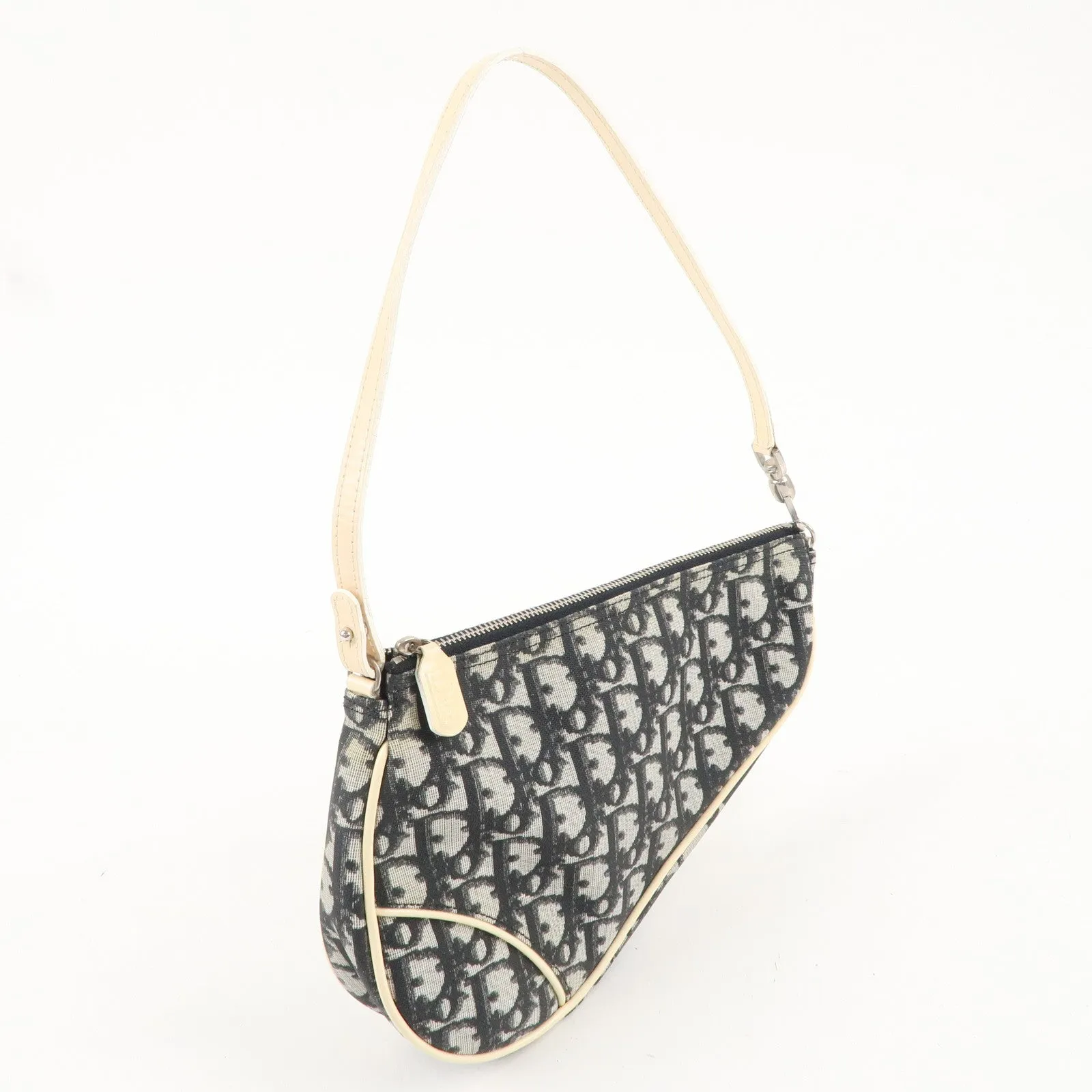 Christian Dior Trotter Saddle Bag PVC Leather Hand Bag CR1021