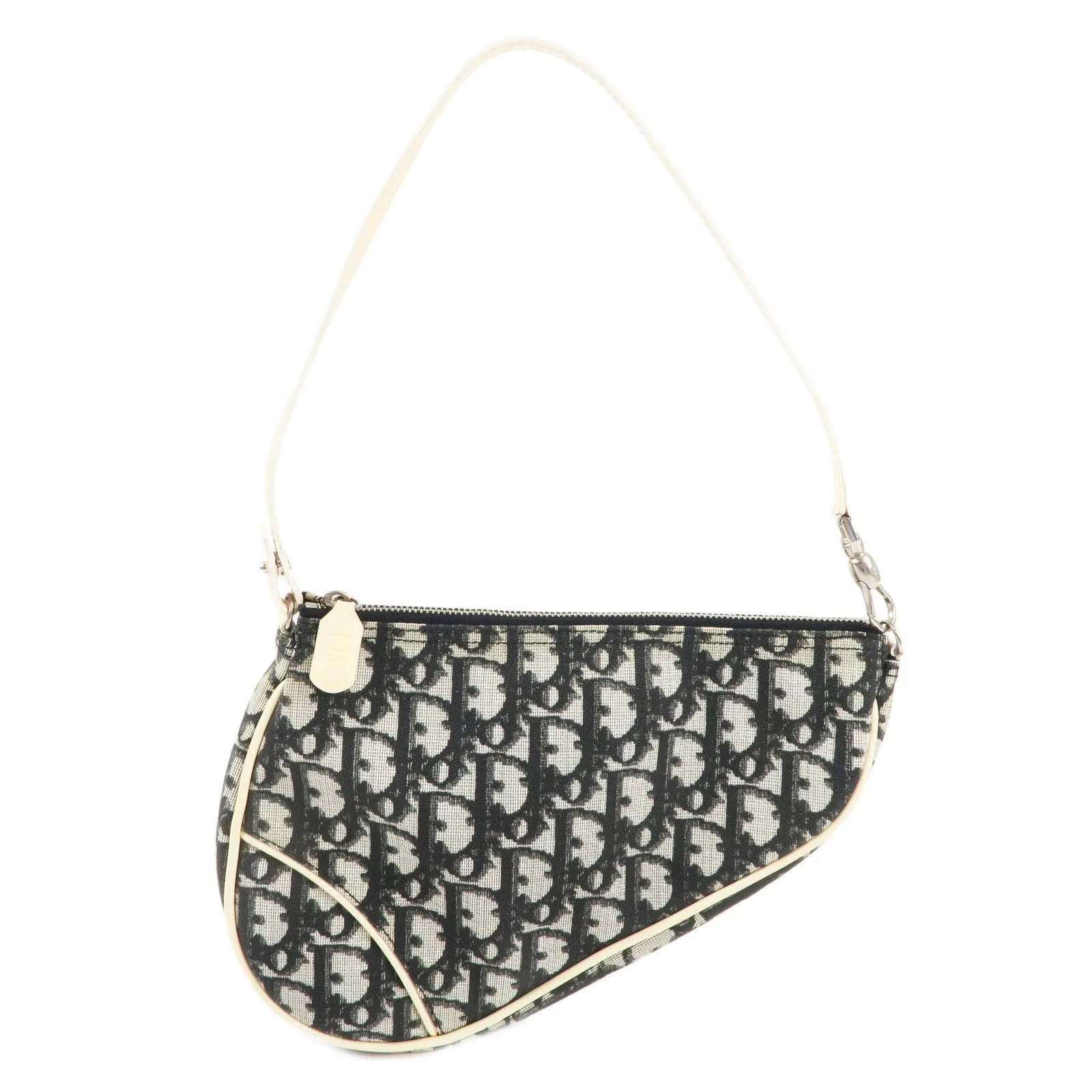 Christian Dior Trotter Saddle Bag PVC Leather Hand Bag CR1021