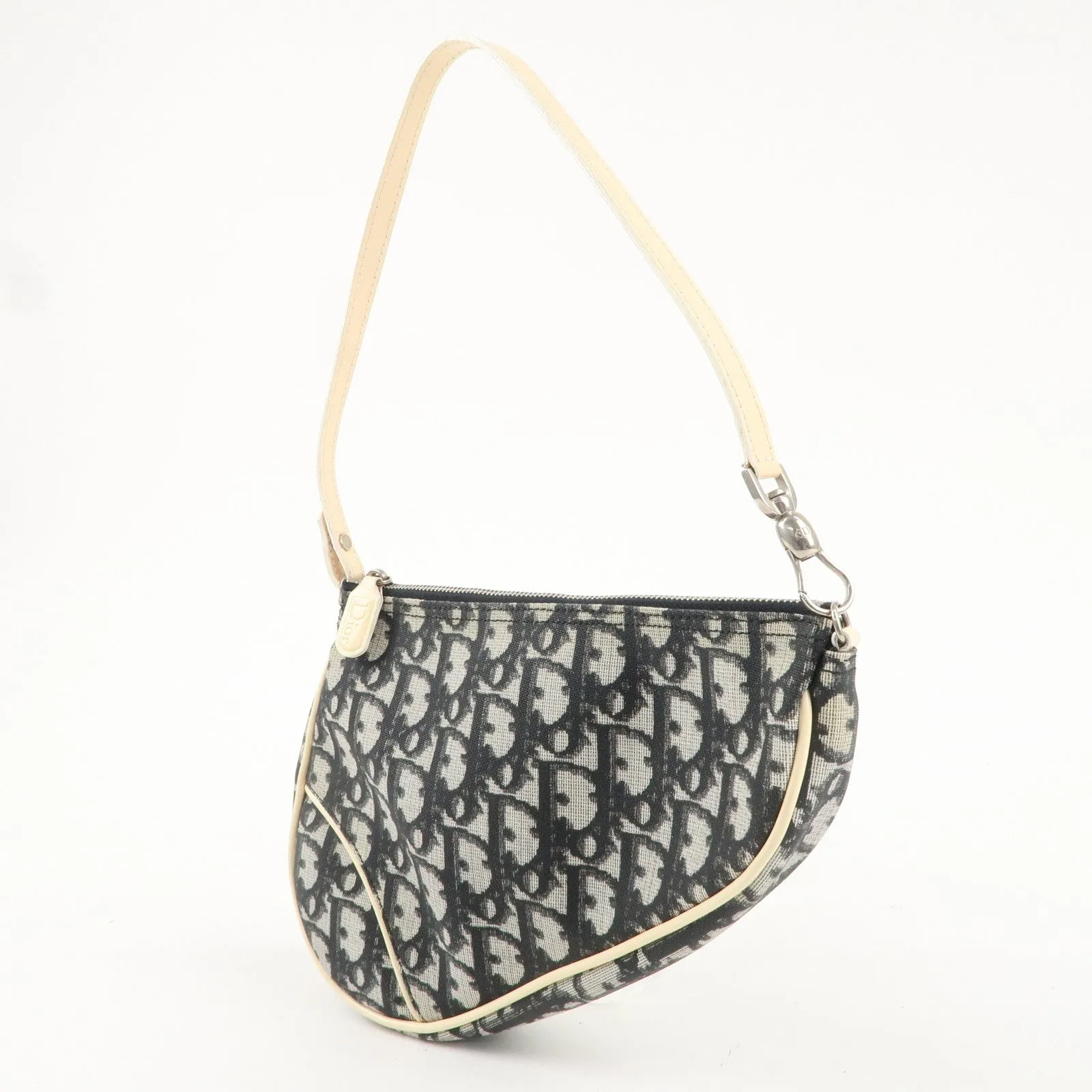 Christian Dior Trotter Saddle Bag PVC Leather Hand Bag CR1021