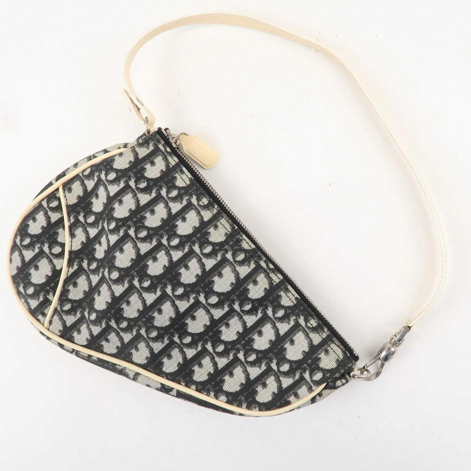 Christian Dior Trotter Saddle Bag PVC Leather Hand Bag CR1021