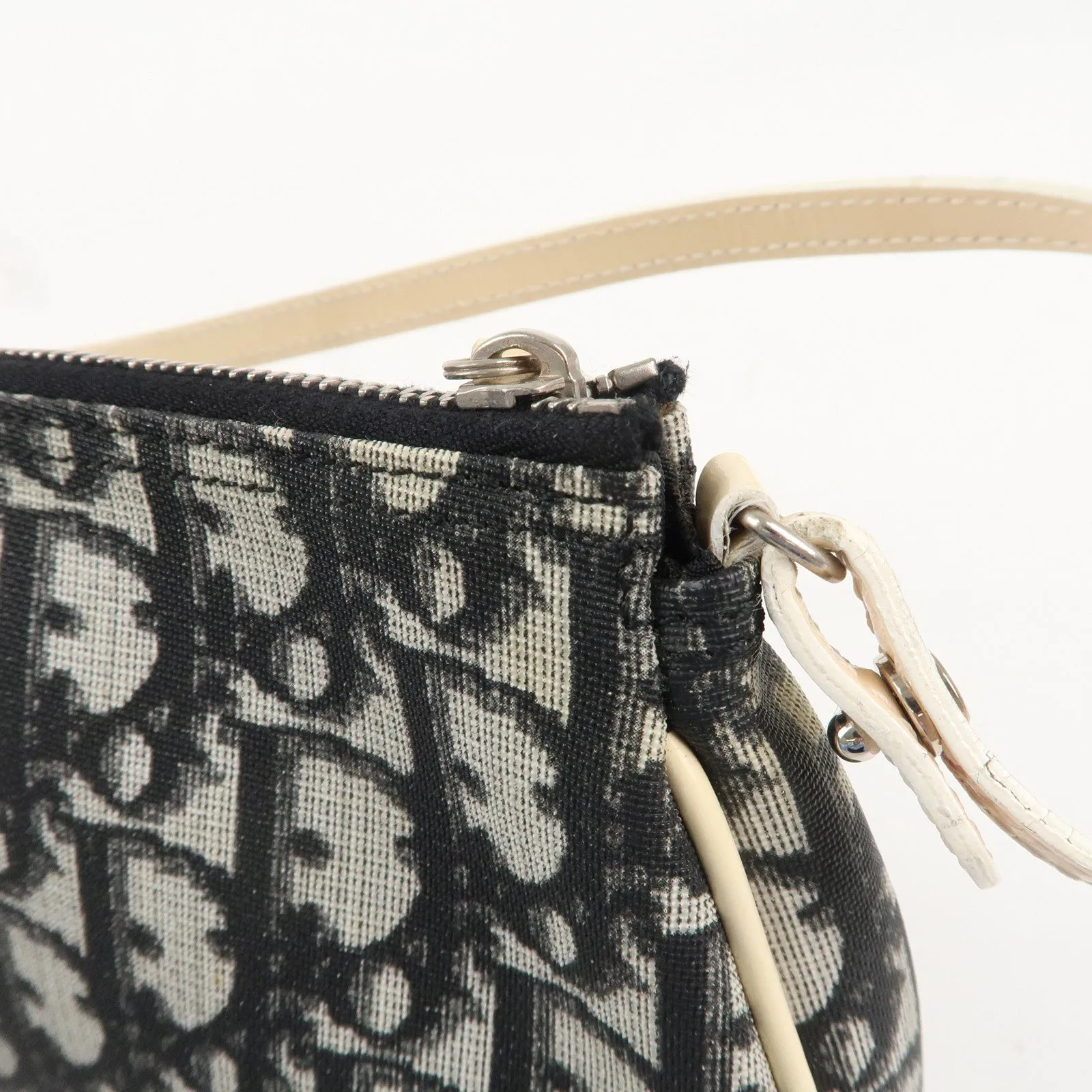 Christian Dior Trotter Saddle Bag PVC Leather Hand Bag CR1021