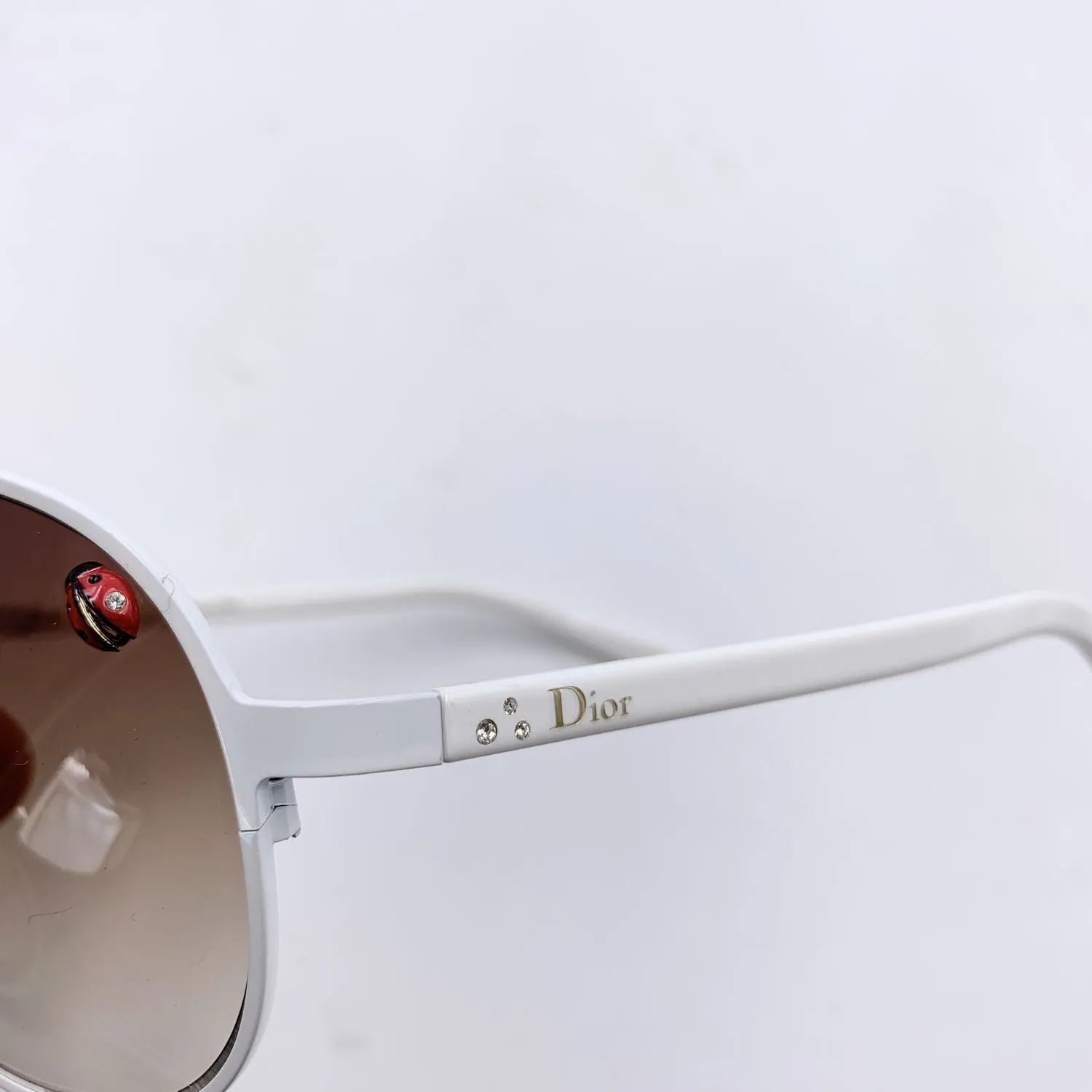 CHRISTIAN DIOR Vintage White Aviator Ladybug Tiny Osir 5 Sunglasses