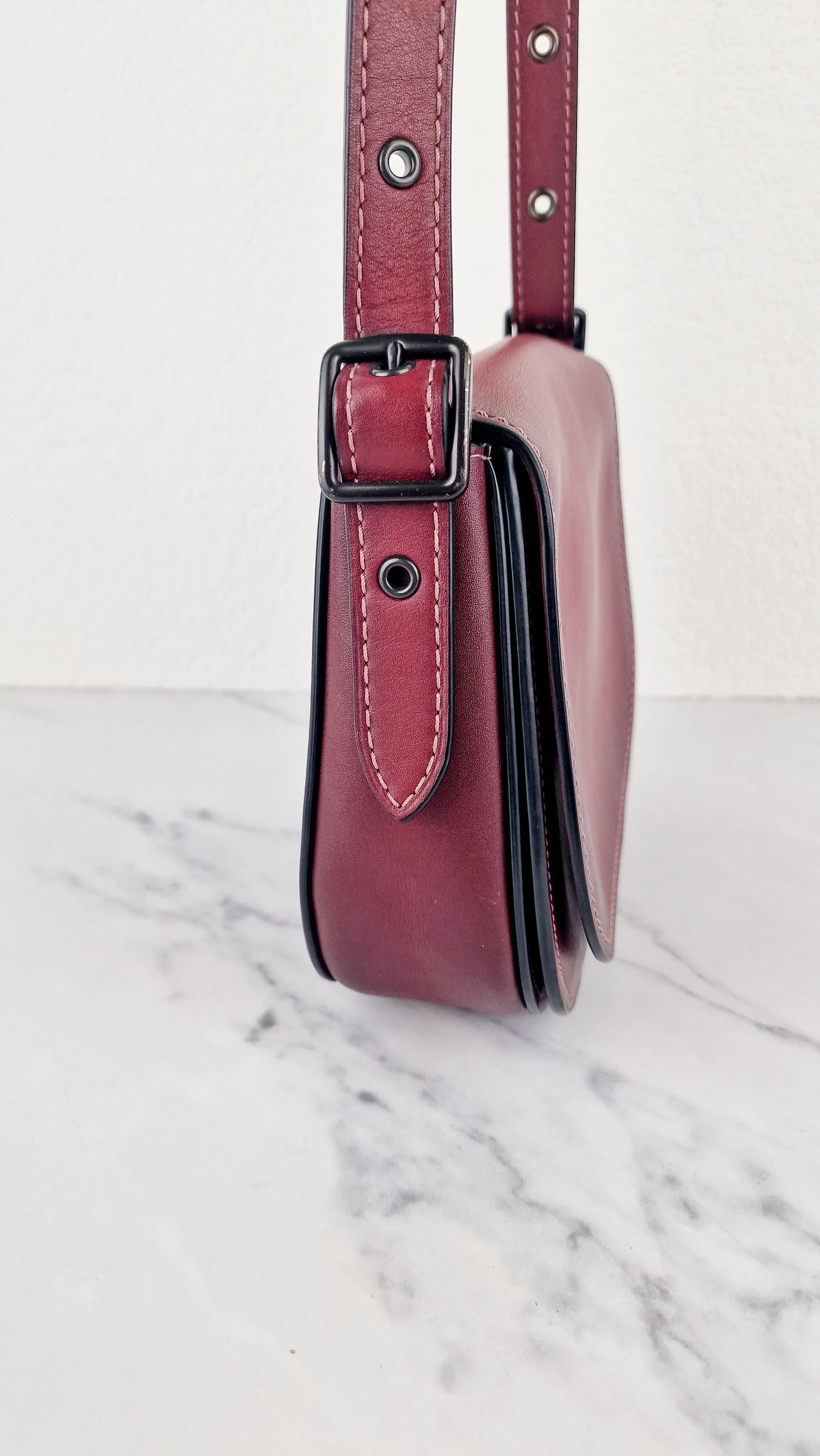 Coach 1941 Saddle 23 Bag in Burgundy Smooth Leather - Crossbody Shoulder Bag Red - Coach 55036